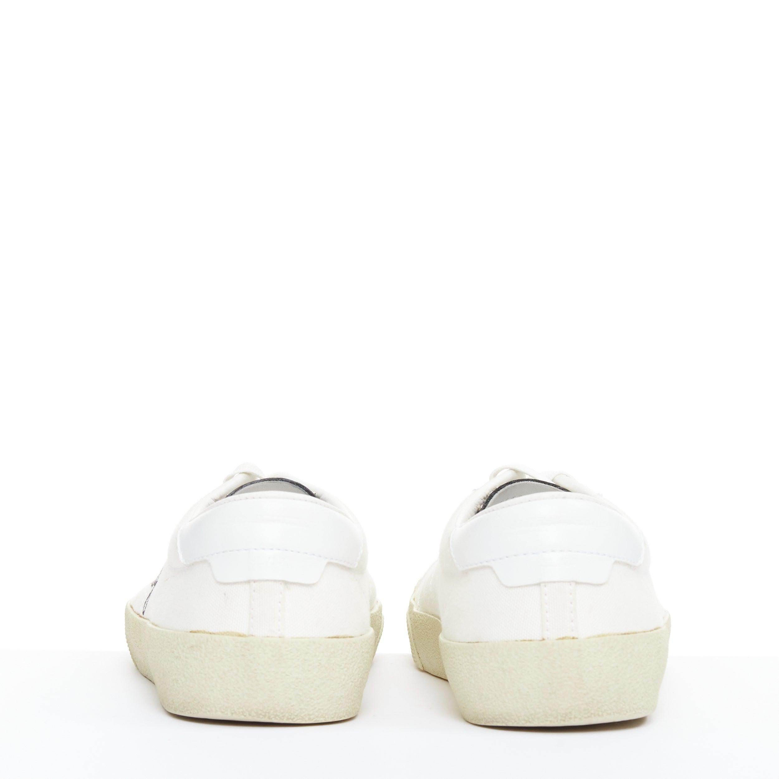 SAINT LAURENT SL/06 crema Yeah Baby ricamato in tela scarpe da ginnastica EU40.5 in vendita 1