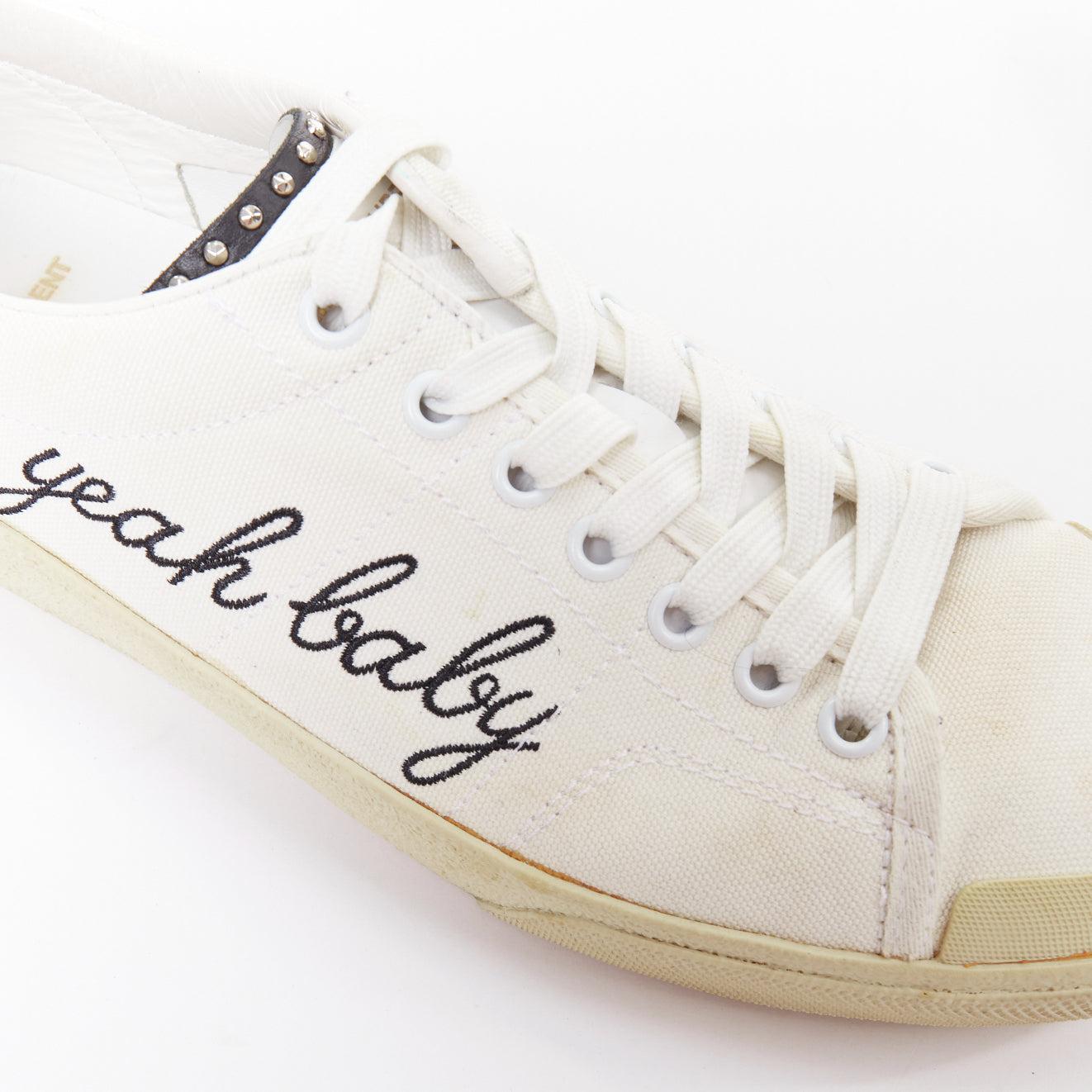 SAINT LAURENT SL/06 crema Yeah Baby ricamato in tela scarpe da ginnastica EU40.5 in vendita 3