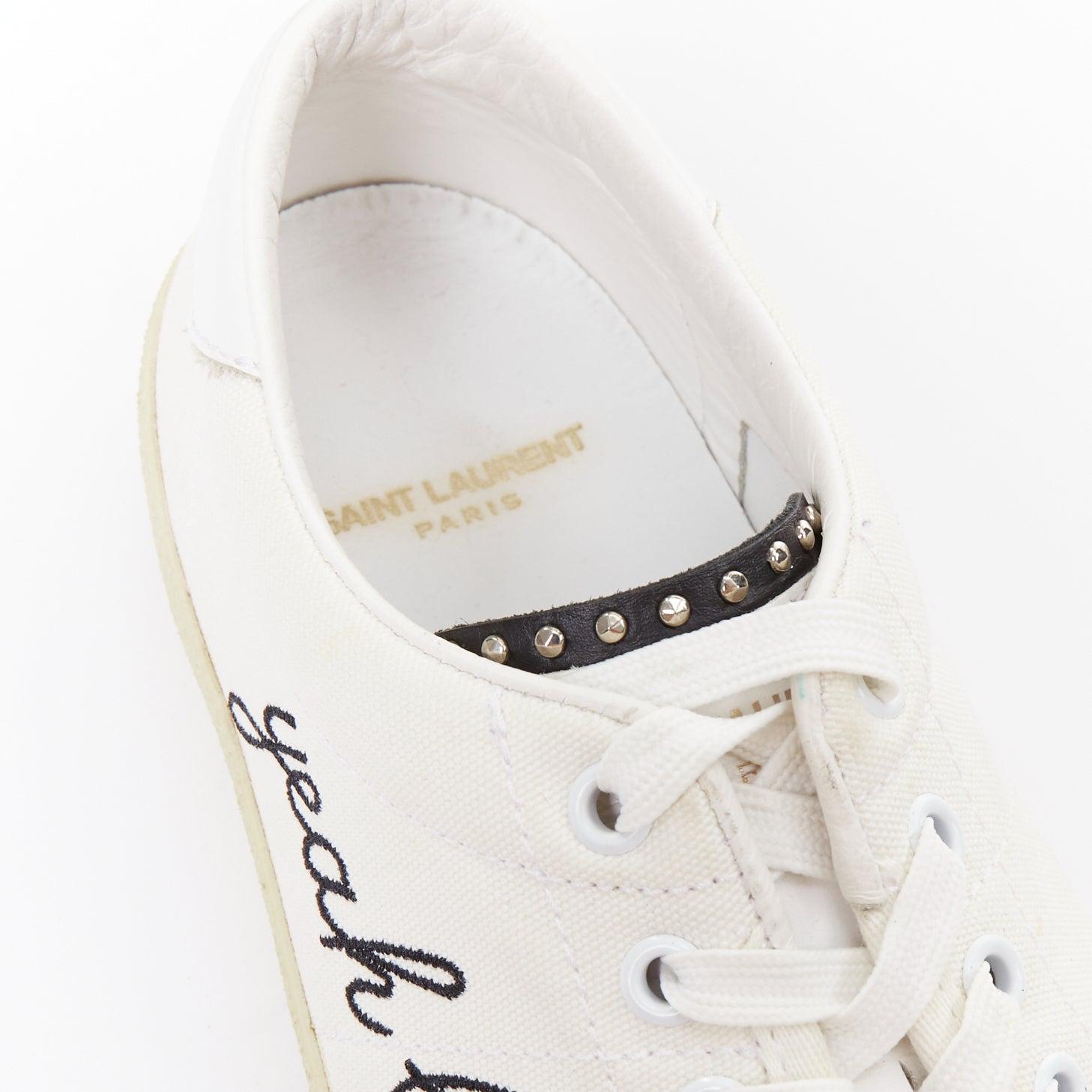 SAINT LAURENT SL/06 crema Yeah Baby ricamato in tela scarpe da ginnastica EU40.5 in vendita 4