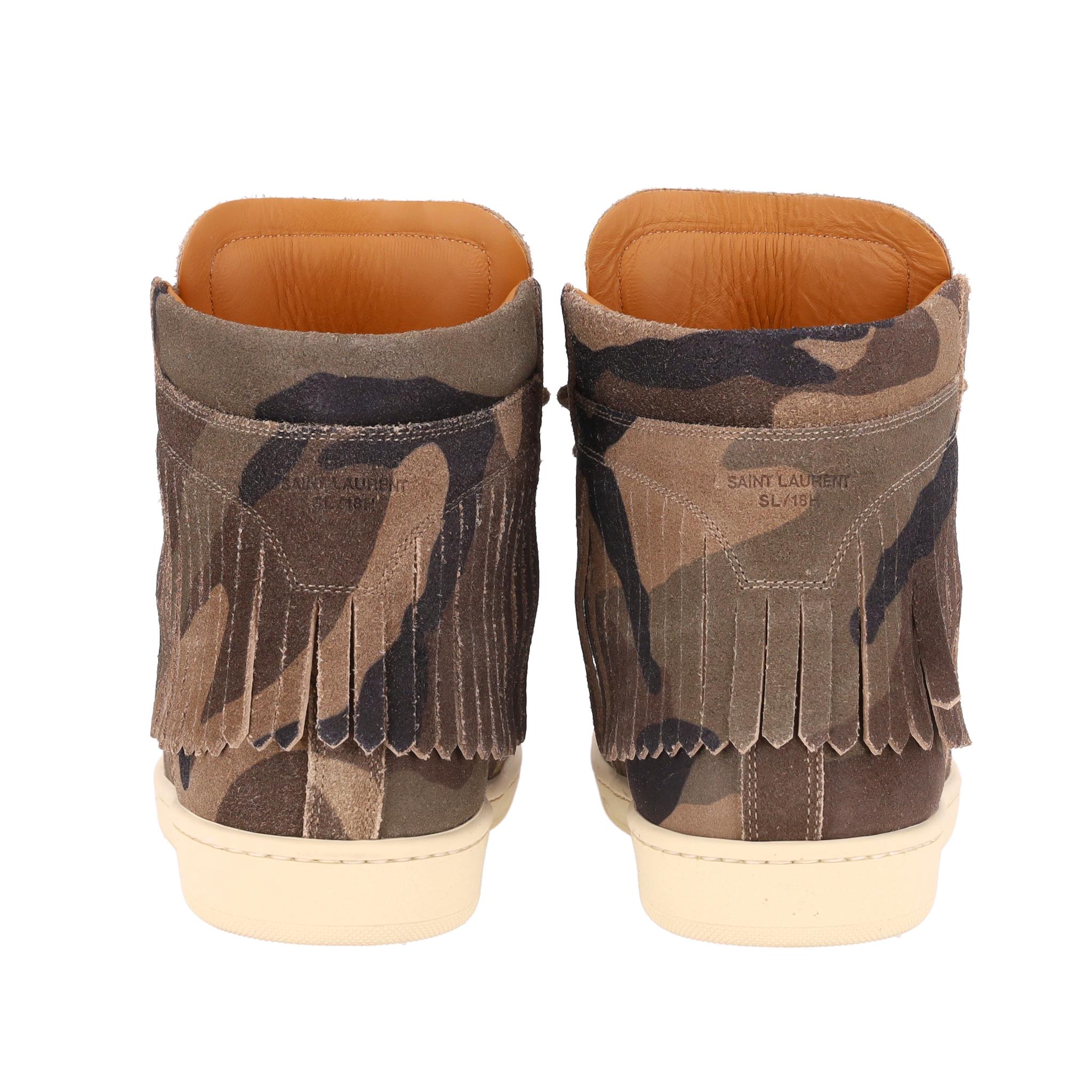 Men's Saint Laurent SL-18 High Top Camouflage Suede Sneakers For Sale