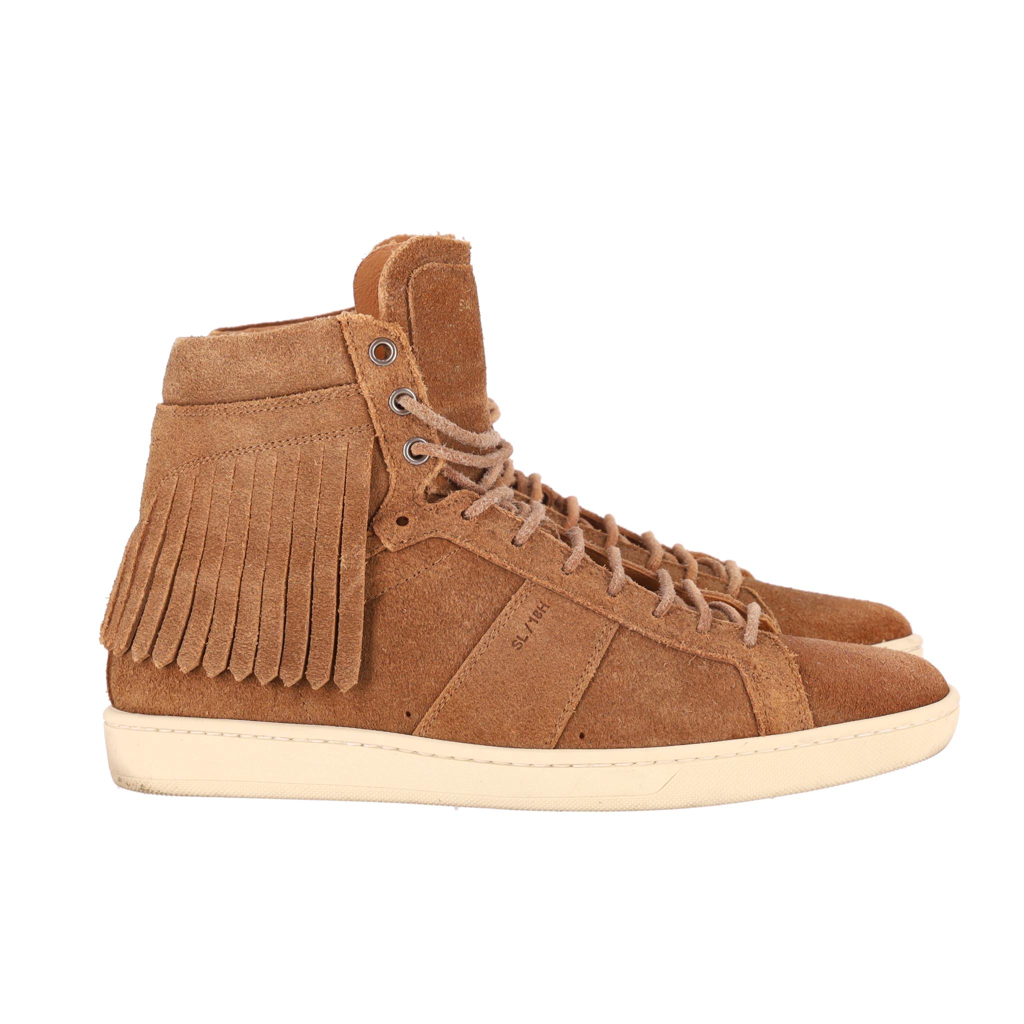 Saint Laurent SL-18 High Top Suede Sneakers In Excellent Condition For Sale In London, GB