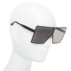 SAINT LAURENT SL182 Betty black matte surface rectangular shield sunglasses