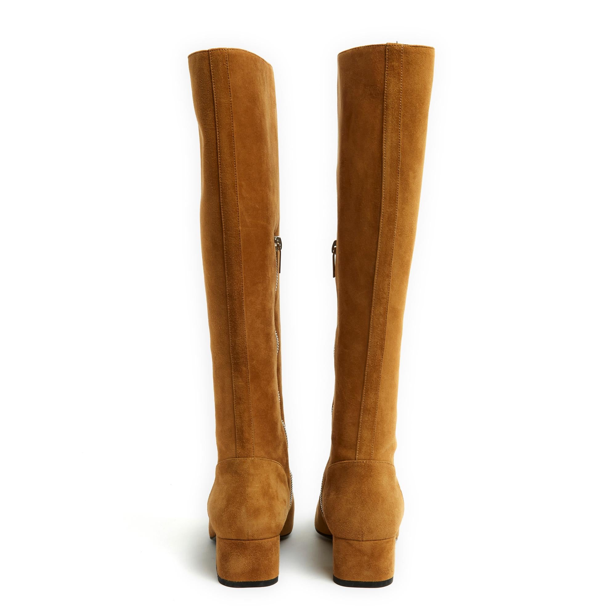 Saint Laurent Slimane 2015 Gold Suede Boots EU38.5 New In New Condition For Sale In PARIS, FR