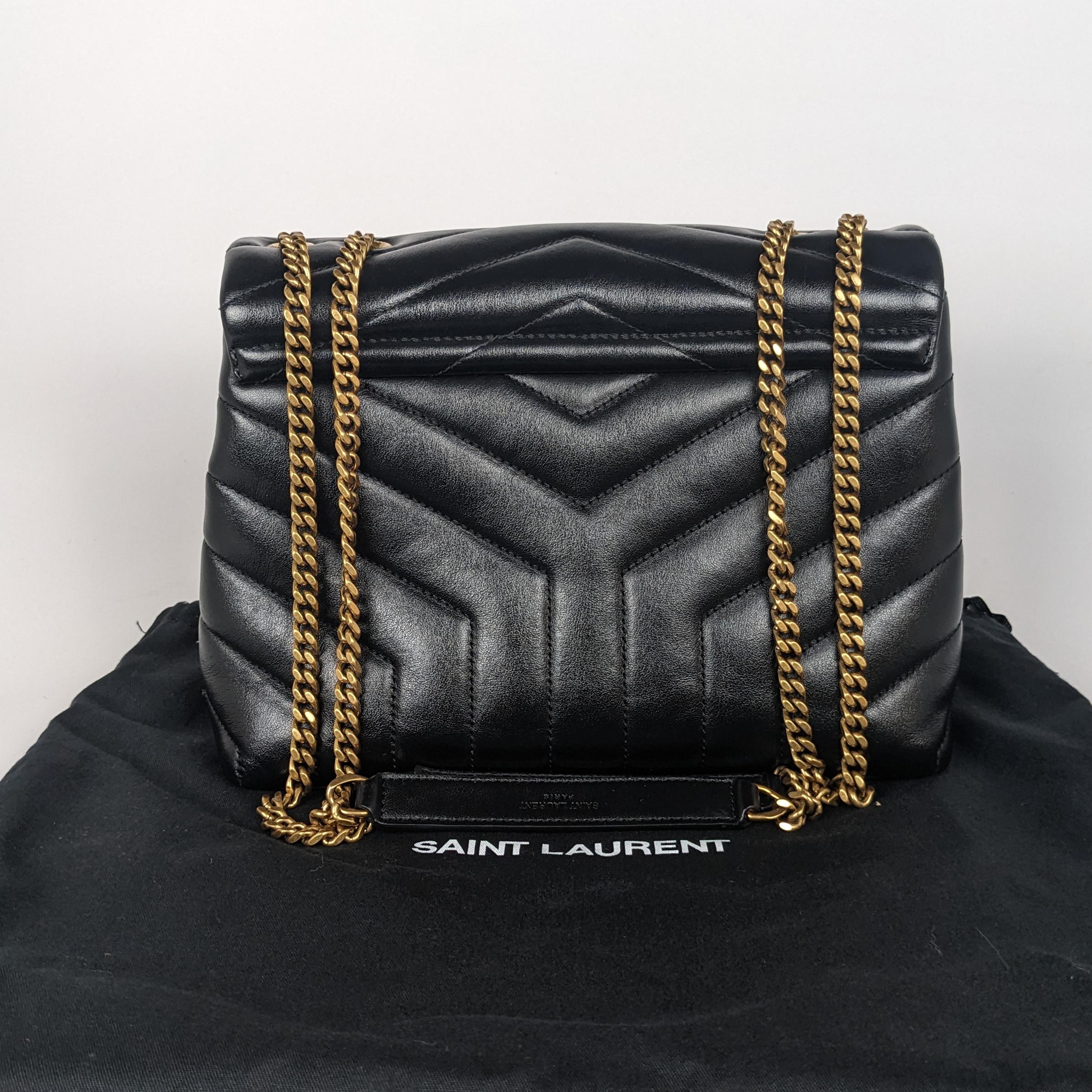 Saint Laurent Small Black Leather Loulou Shoulder Bag at 1stDibs