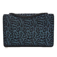 Saint Laurent Kate Monogram Small Blue Leopard Print Bowie Bag