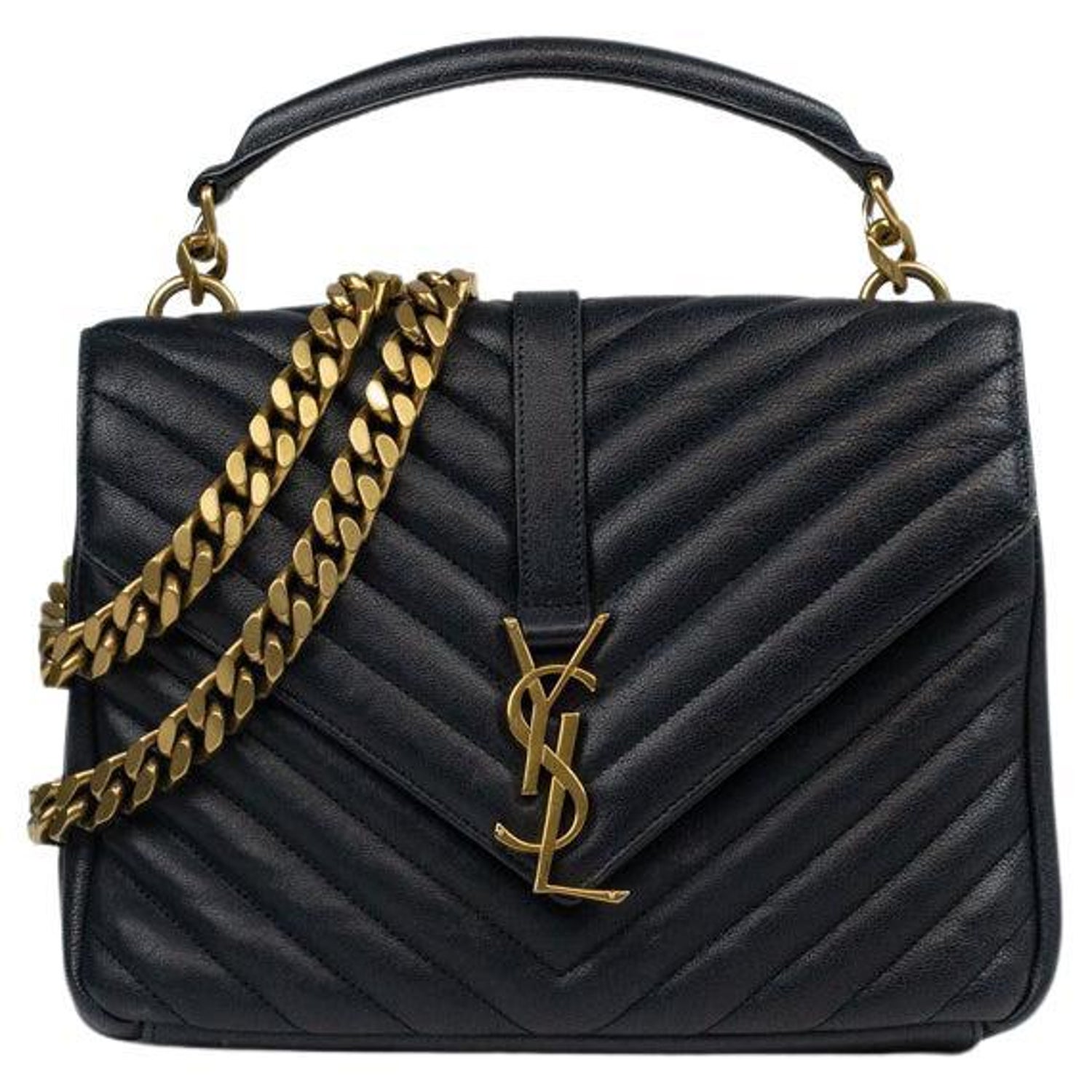SAINT LAURENT, Small College in black leather at 1stDibs | ysl college bag  small, college ysl small, lsv brand meaning