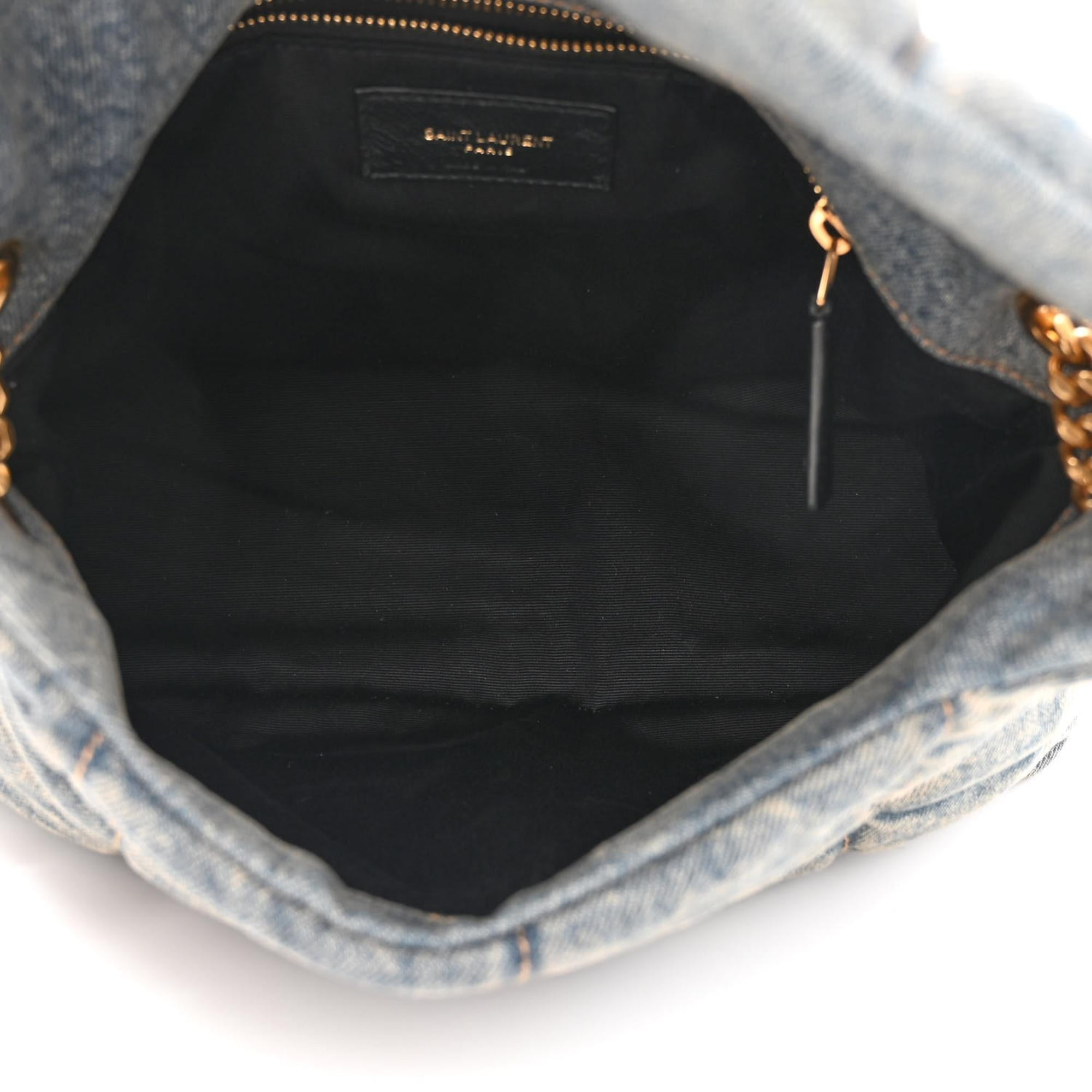 Women's Saint Laurent Small Denim Loulou Puffer Shoulder Bag For Sale
