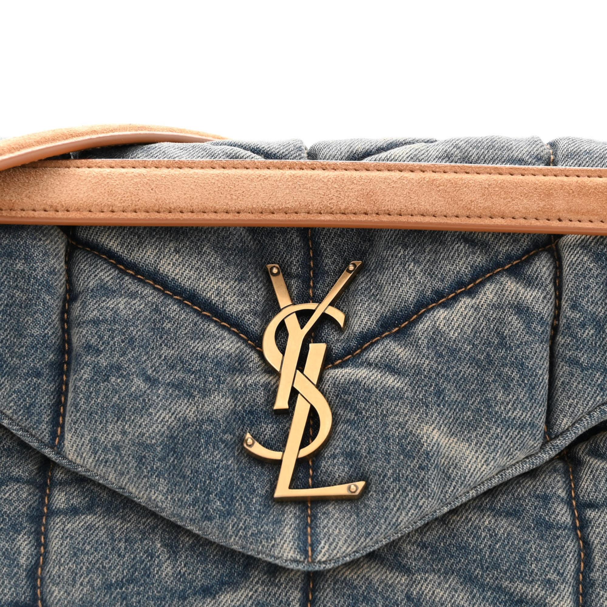 Saint Laurent Small Denim Loulou Puffer Shoulder Bag In Excellent Condition In Montreal, Quebec