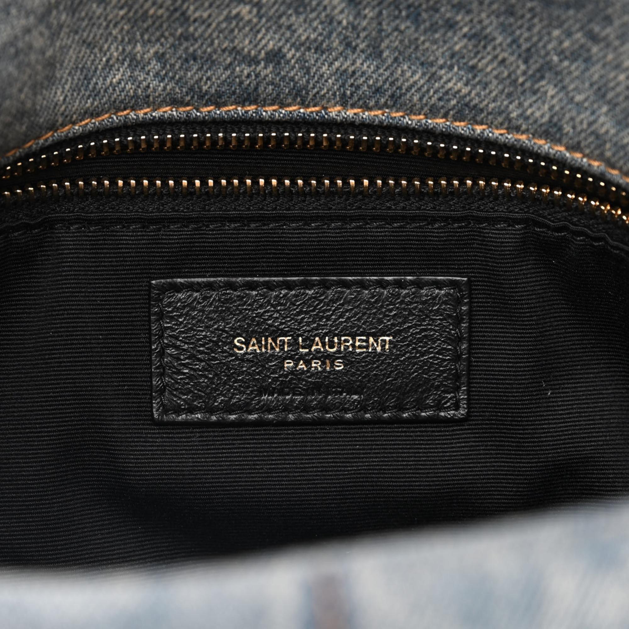 Women's Saint Laurent Small Denim Loulou Puffer Shoulder Bag