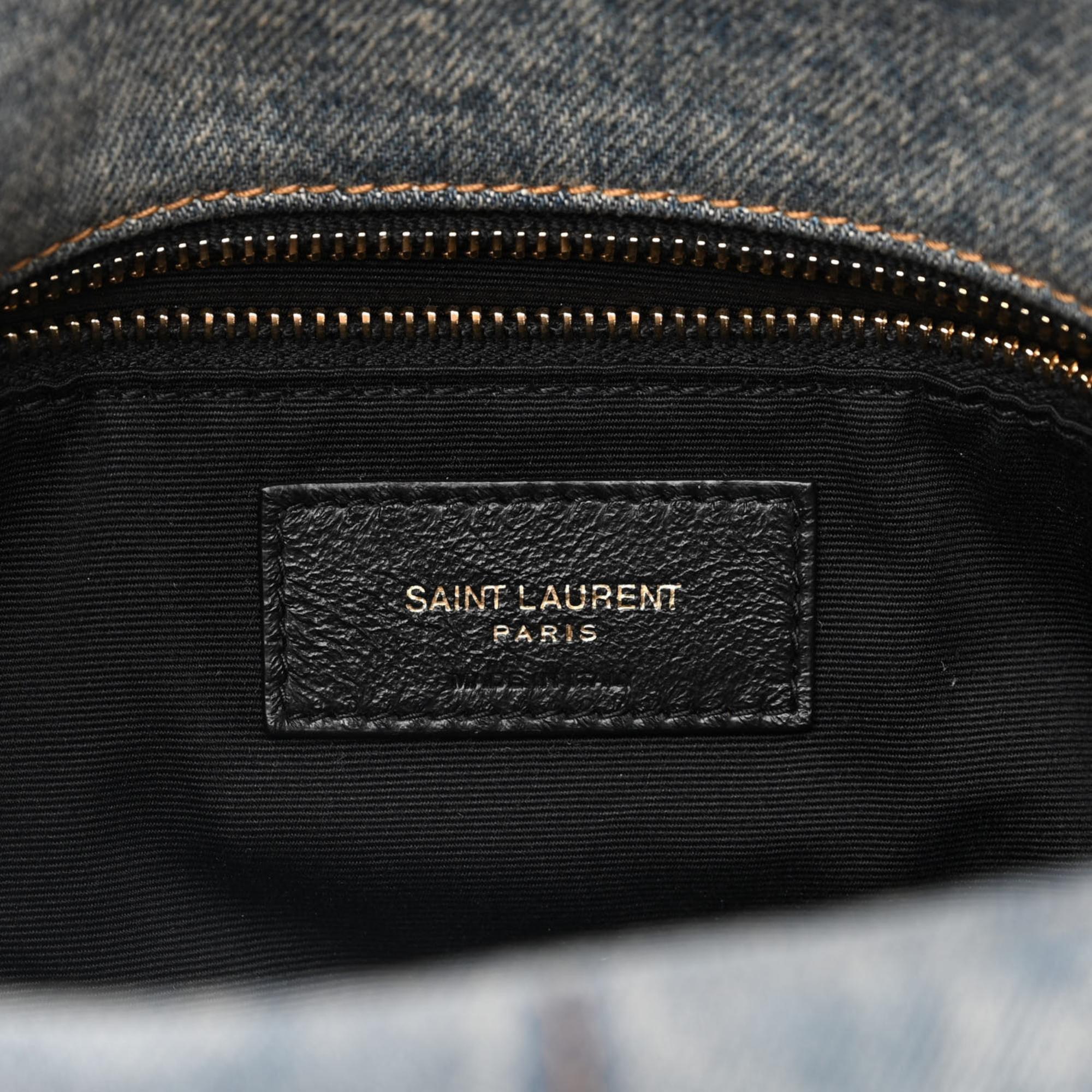Saint Laurent Small Denim Loulou Puffer Shoulder Bag For Sale 2