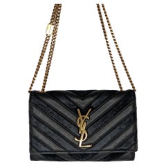 Saint Laurent Small Kate Chevron Suede & Leather Shoulder Bag