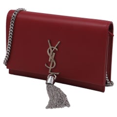 Saint Laurent Small Kate Tassel Shoulder Bag in Red Leather