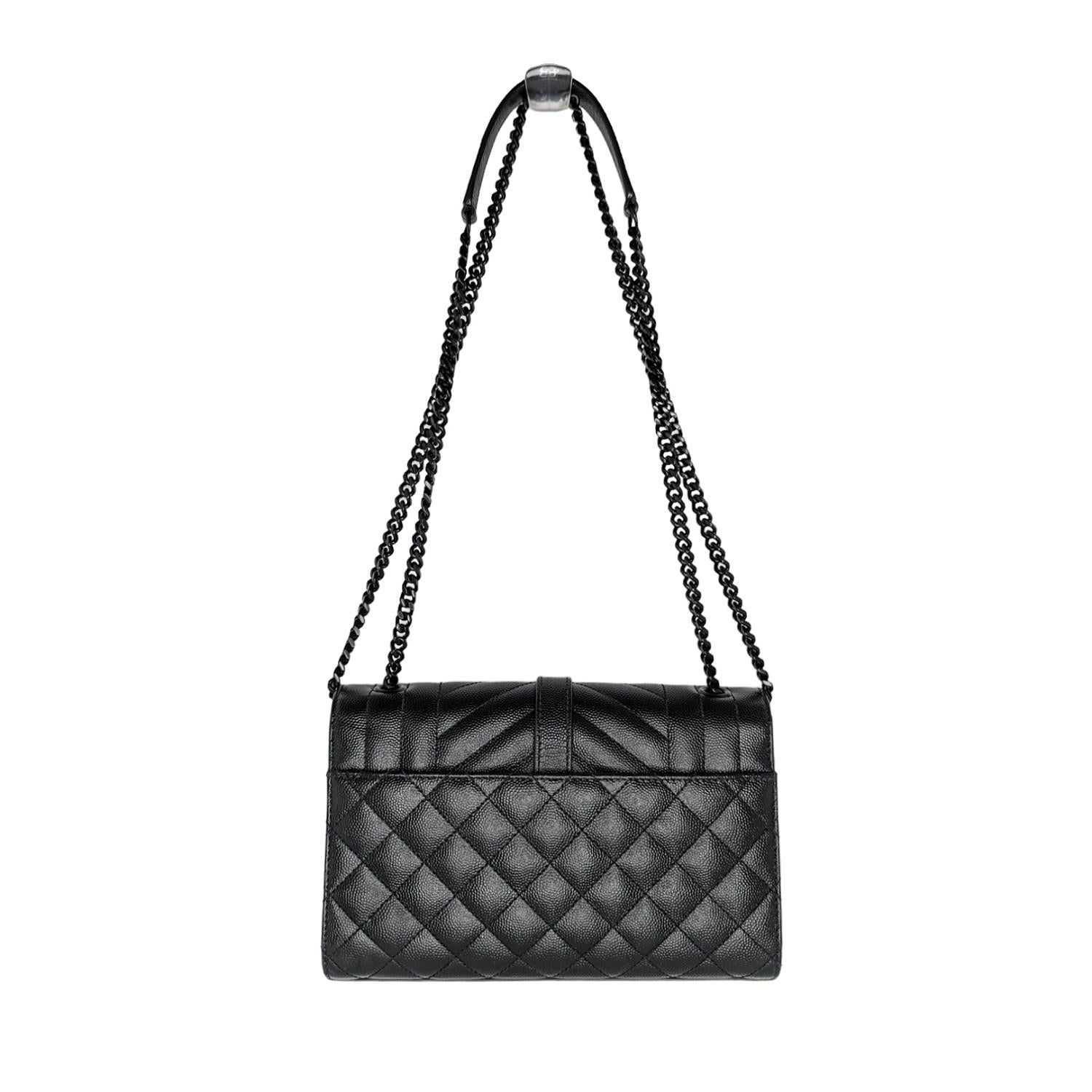 Saint Laurent Small Monogram Triquilt Envelope Shoulder Bag In Excellent Condition In Scottsdale, AZ