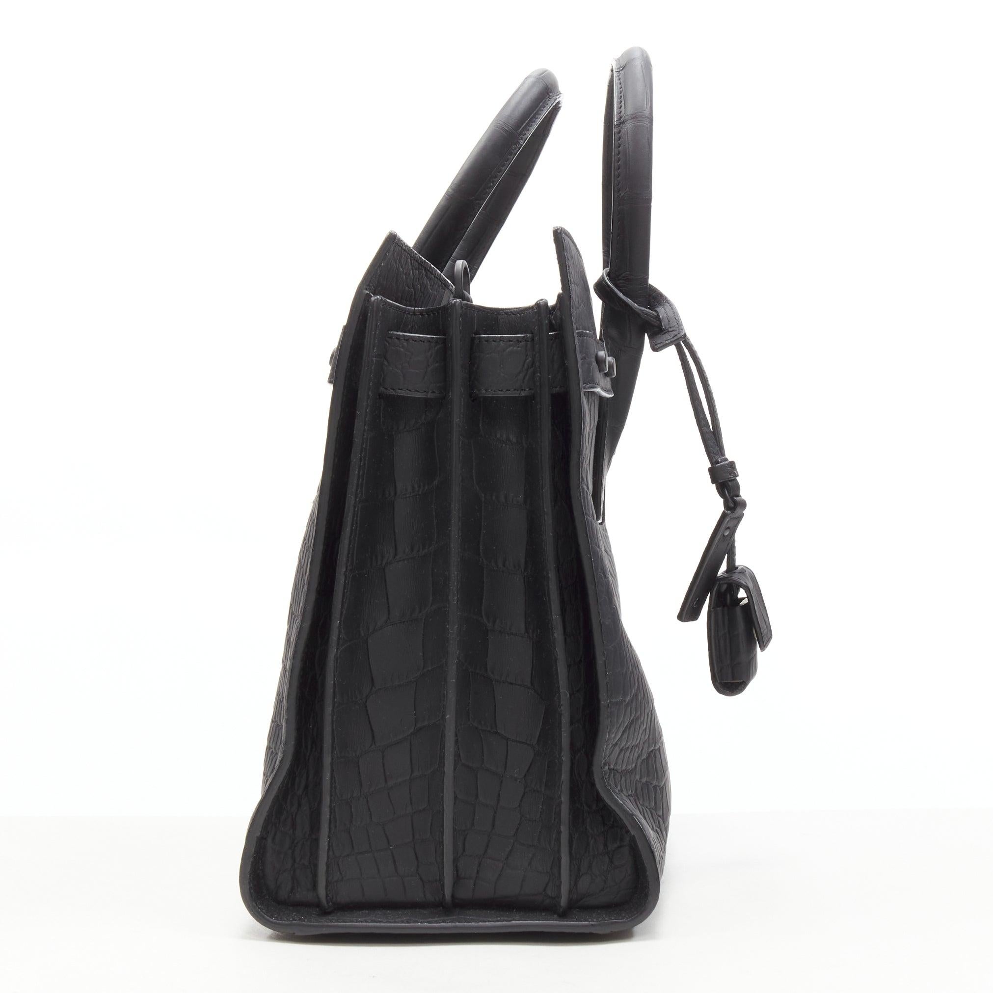 Women's SAINT LAURENT Small Sac De Jour matte black stamped croc tote bag For Sale