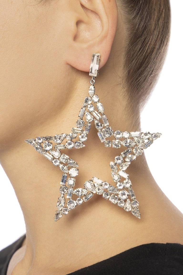 Saint Laurent Smoking Crystal Star Drop Earrings at 1stDibs | saint laurent  star earrings, ysl star earrings, crystal star earrings
