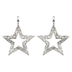 Saint Laurent Smoking Crystal Star Drop Earrings