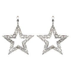 Saint Laurent Smoking Crystal Star Drop Earrings