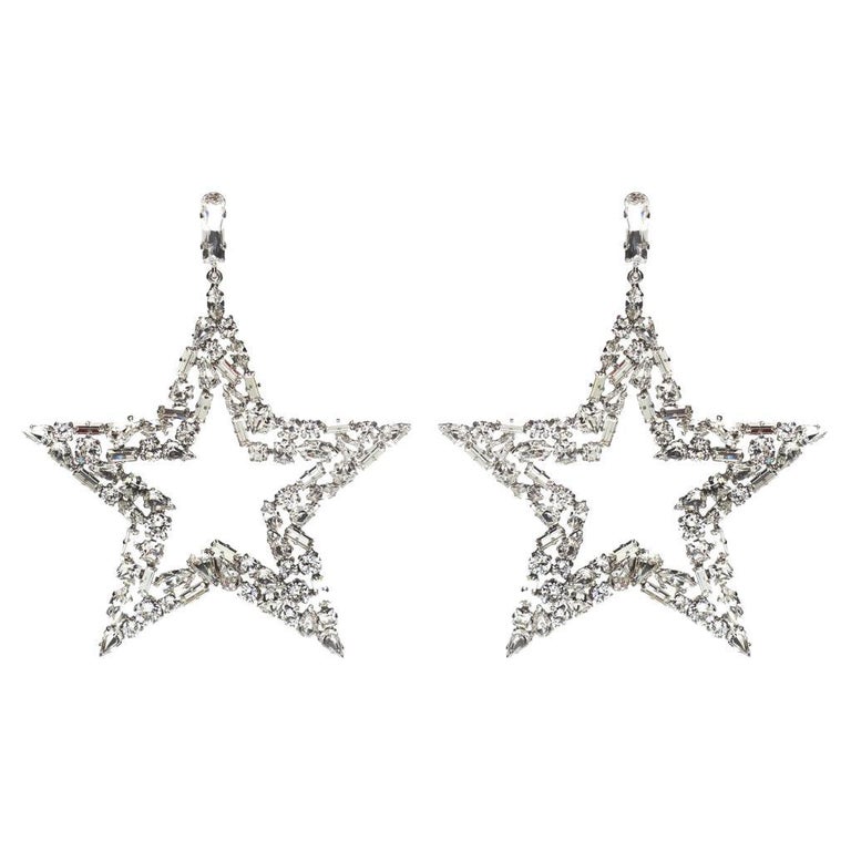 Saint Laurent Smoking Crystal Star Drop Earrings At 1stdibs