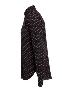 Saint Laurent, smoking lips heart print shirt 2017