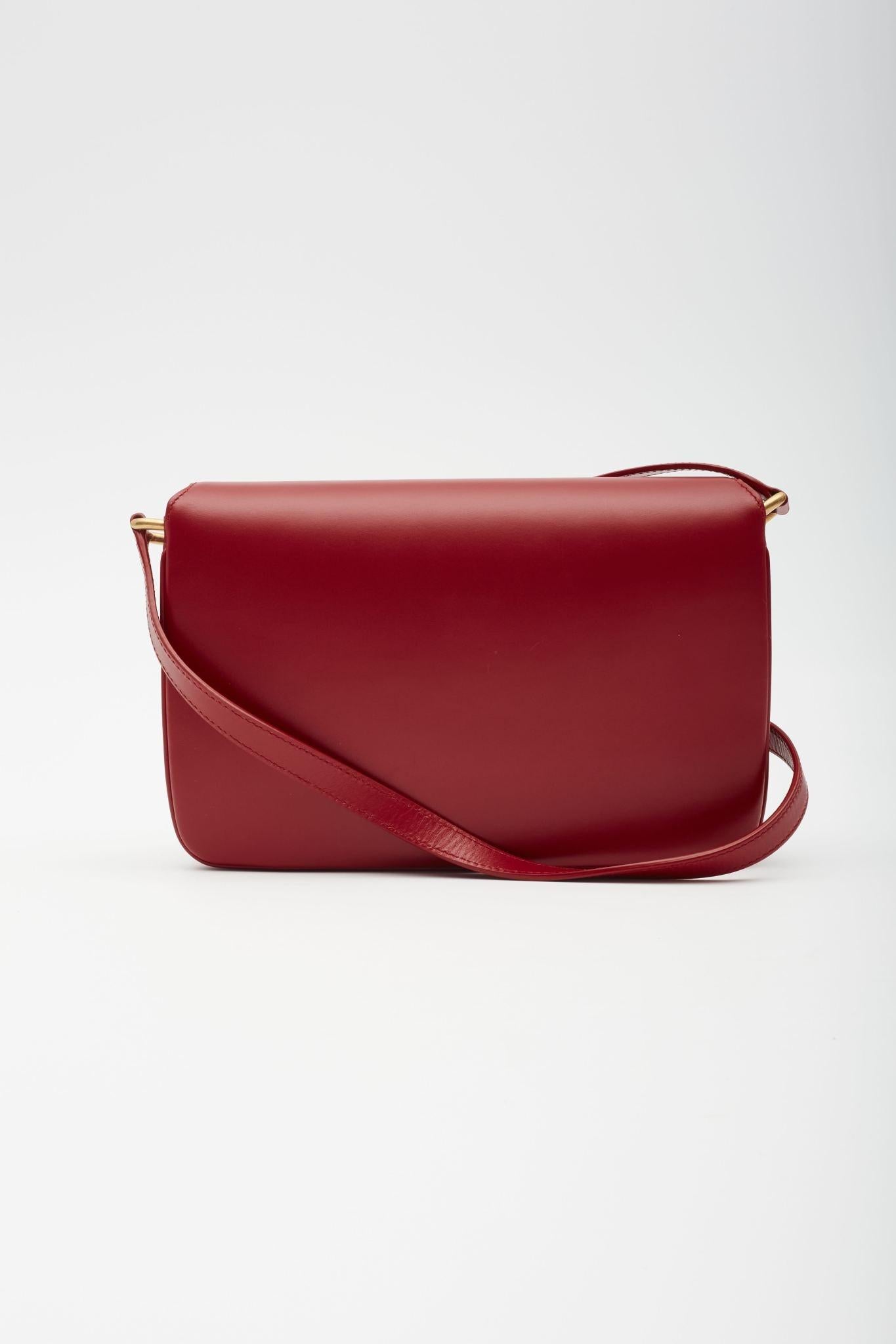 Saint Laurent Smooth Calfskin Le Maillon Satchel Red 1
