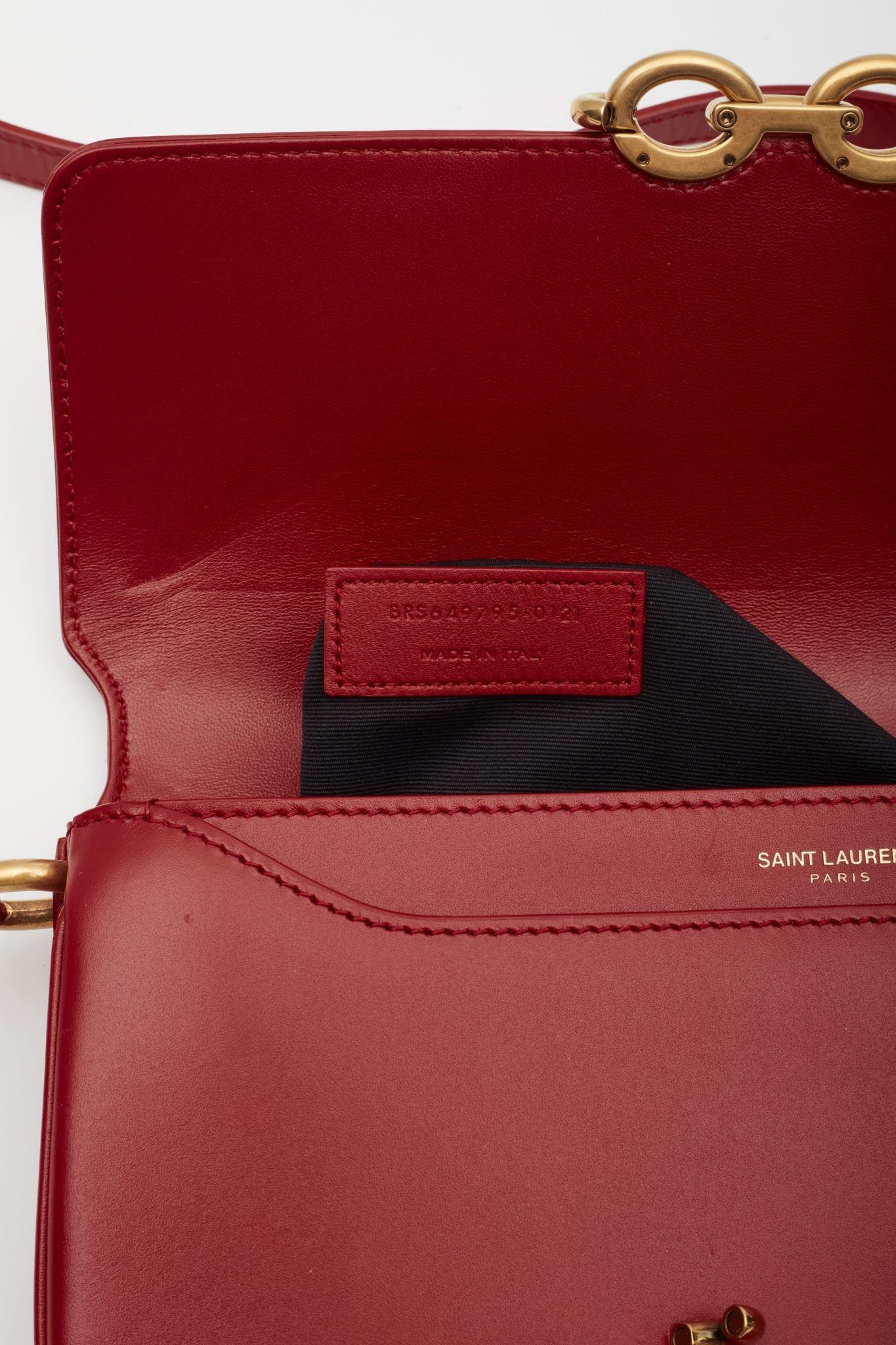 Saint Laurent Smooth Calfskin Le Maillon Satchel Red 5