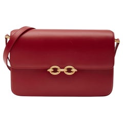 Saint Laurent Smooth Calfskin Le Maillon Satchel Red
