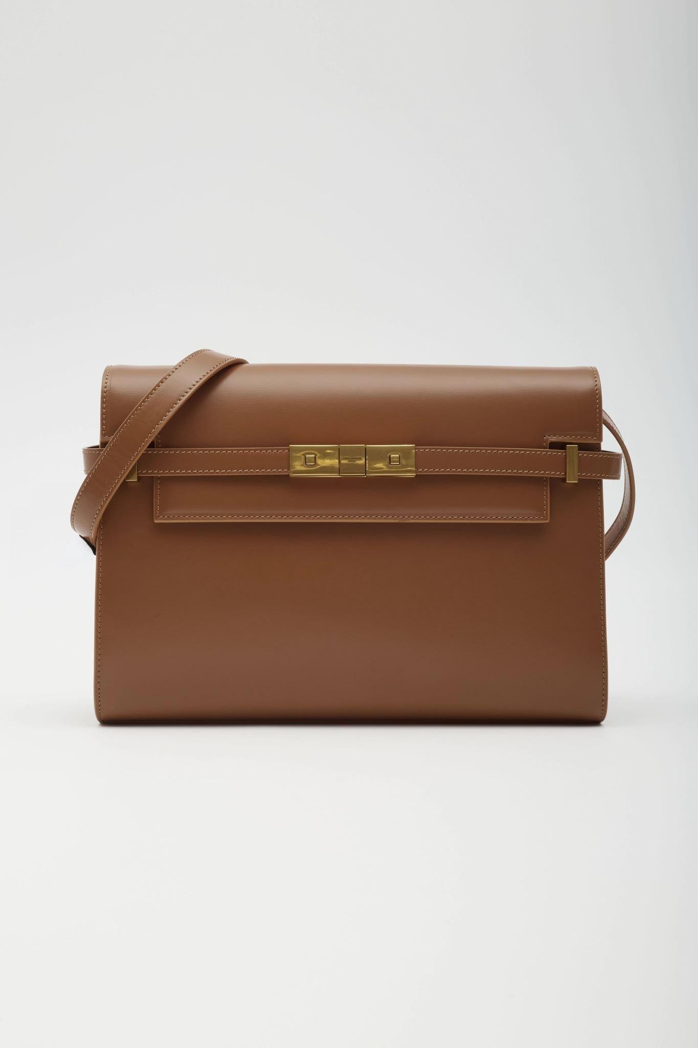 Saint Laurent Smooth Calfskin Medium Manhattan Shoulder Bag Cognac 5