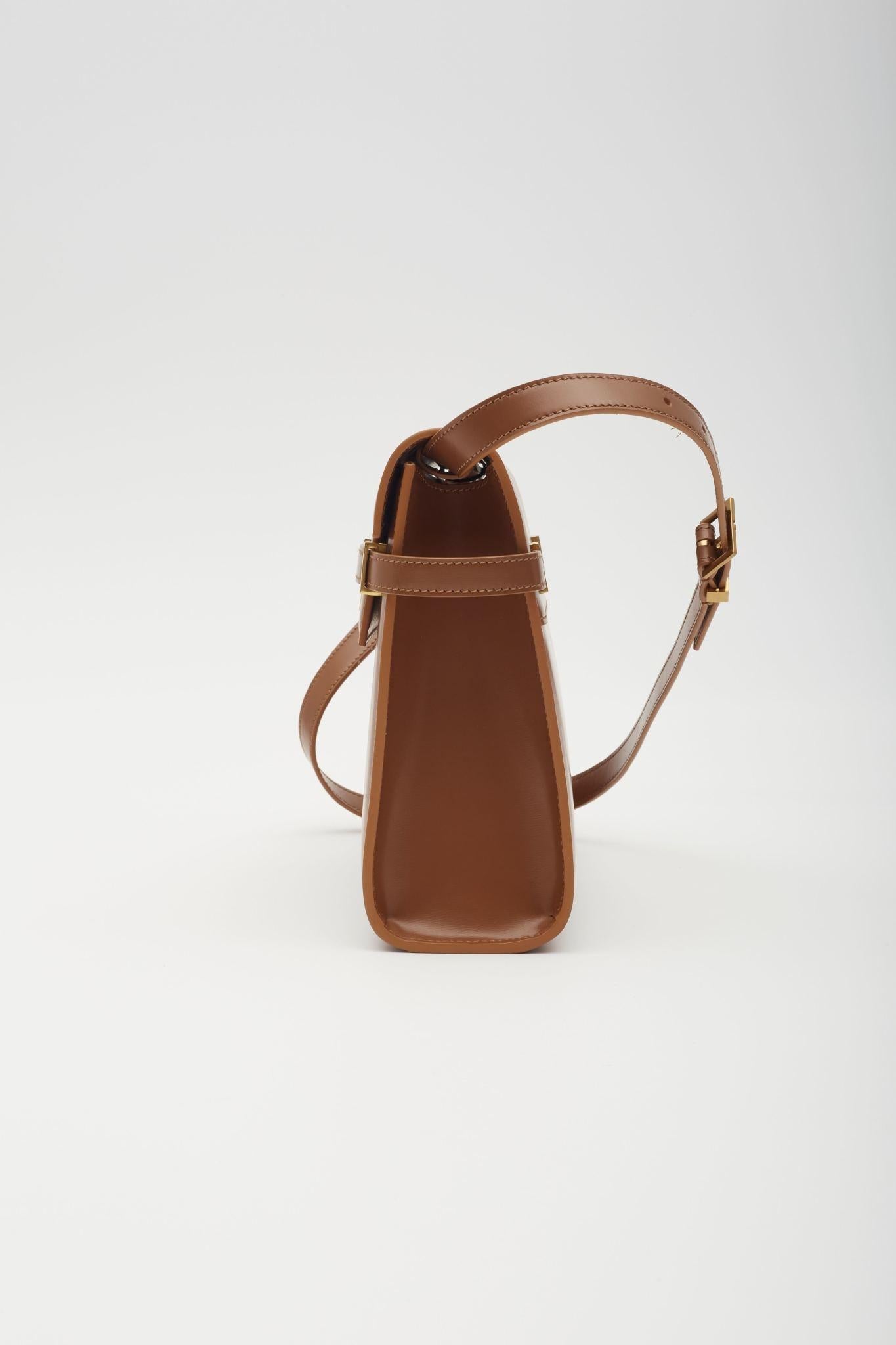 Brown Saint Laurent Smooth Calfskin Medium Manhattan Shoulder Bag Cognac