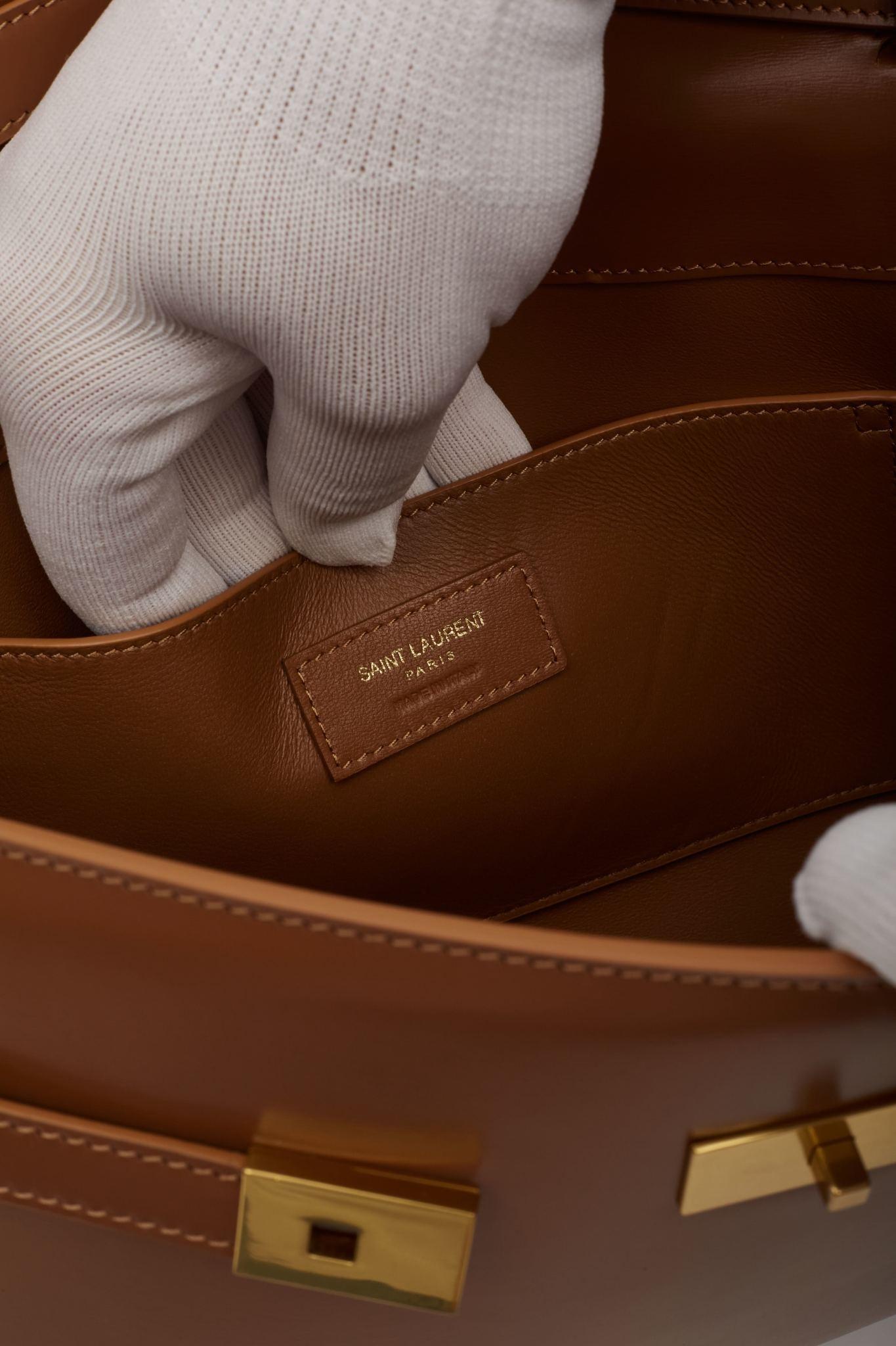 Saint Laurent Smooth Calfskin Medium Manhattan Shoulder Bag Cognac 3