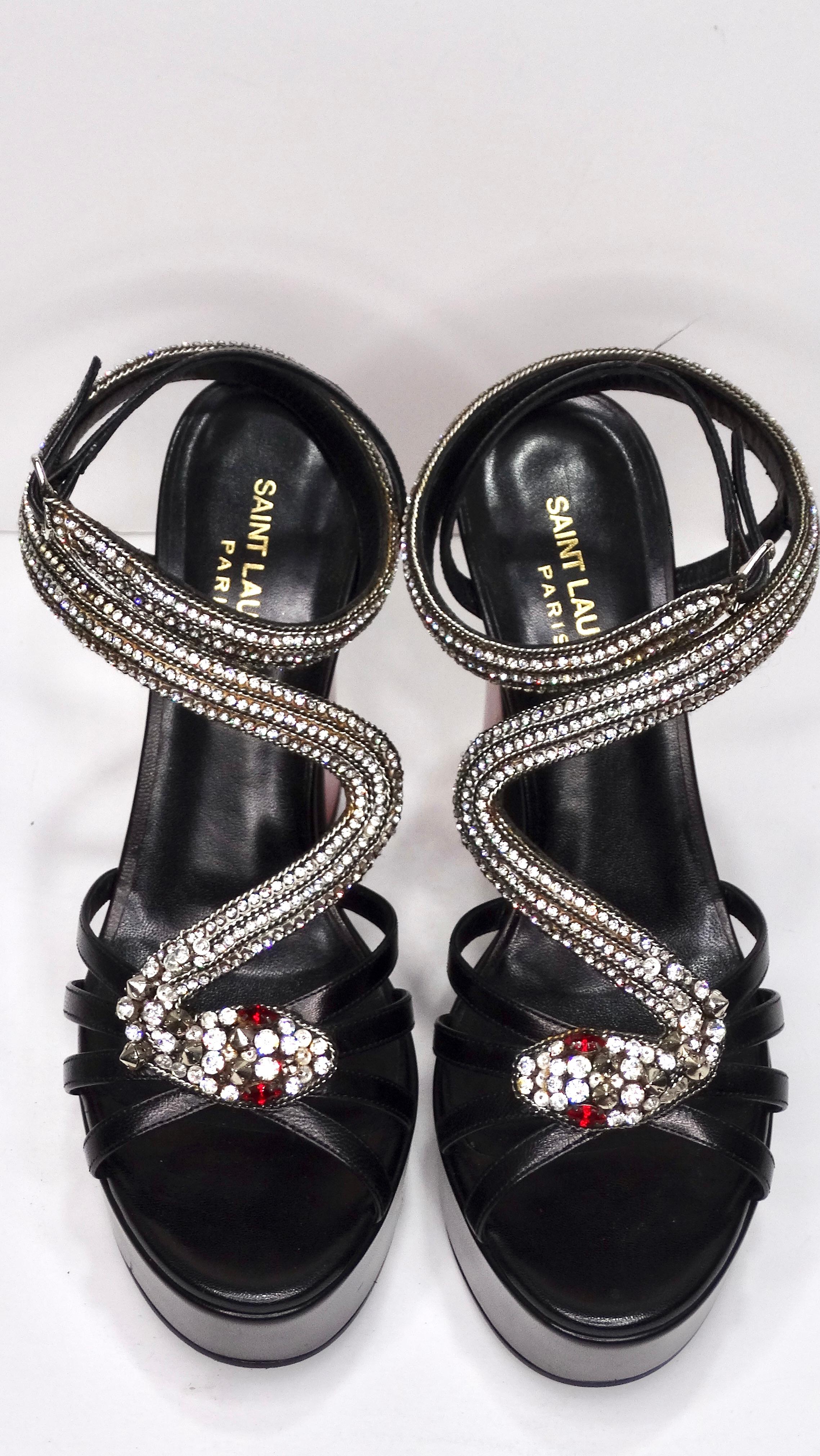 Saint Laurent Snake Embellished Platforms In Good Condition In Scottsdale, AZ