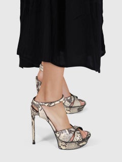 Saint Laurent Snake Embossed Platform Sandals Size IT 37