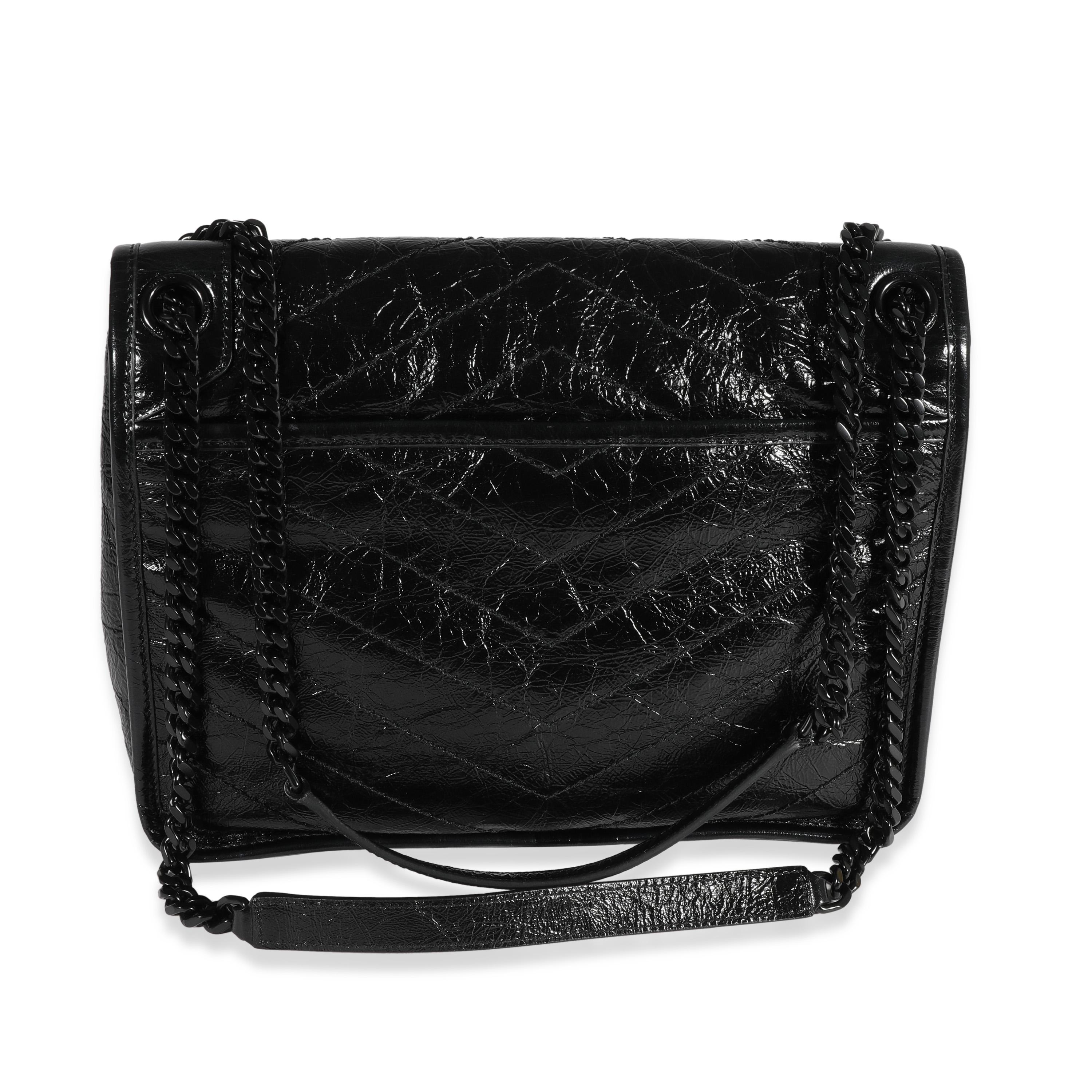 Saint Laurent So Black Crinkled Vintage Leather Medium Niki Flap Bag 1