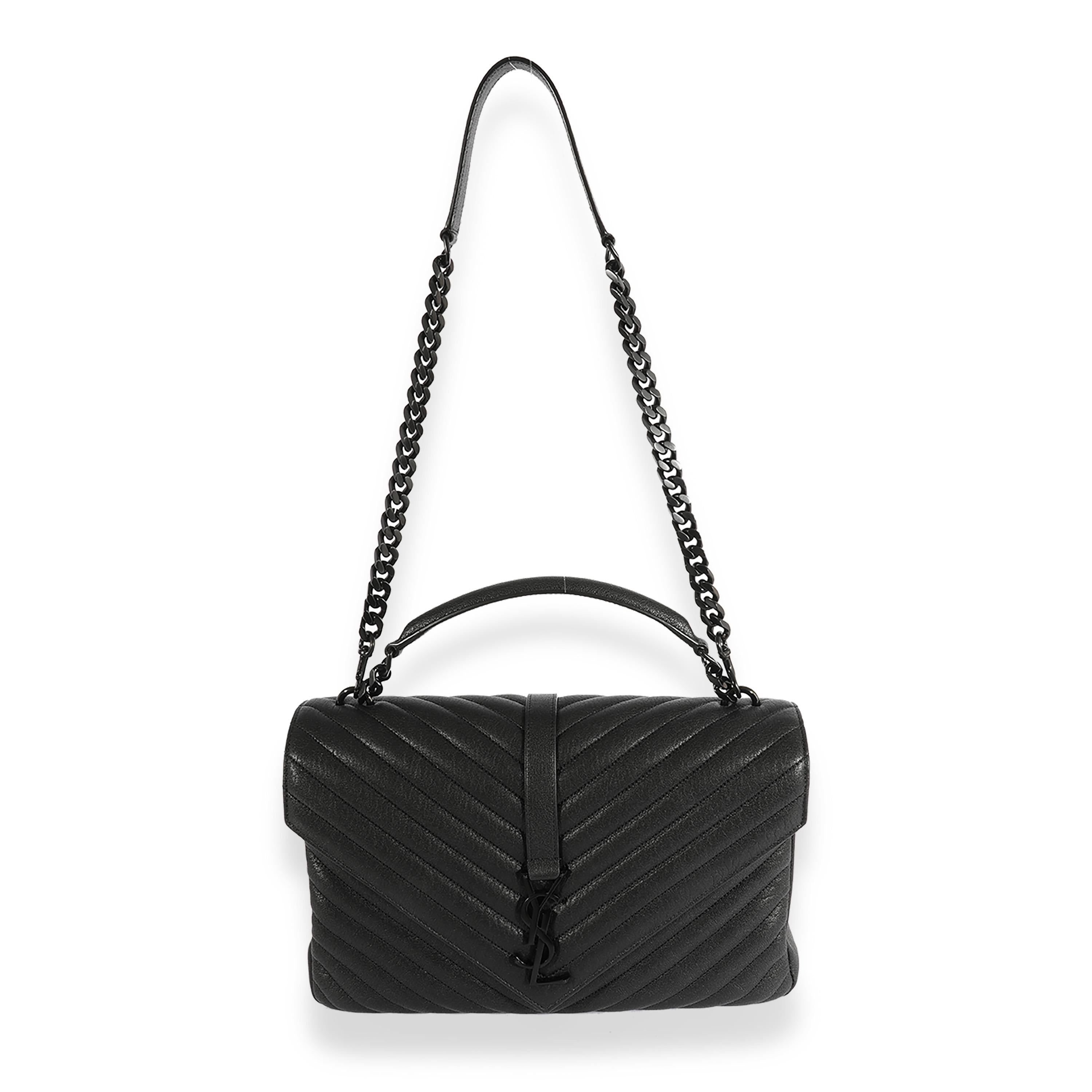 Listing Title: Saint Laurent So Black Matelassé Leather Large College Bag
SKU: 123458
MSRP: 2990.00
Condition: Pre-owned 
Handbag Condition: Excellent
Condition Comments: Excellent Condition. Plastic at some hardware. Scuffing throughout interior.