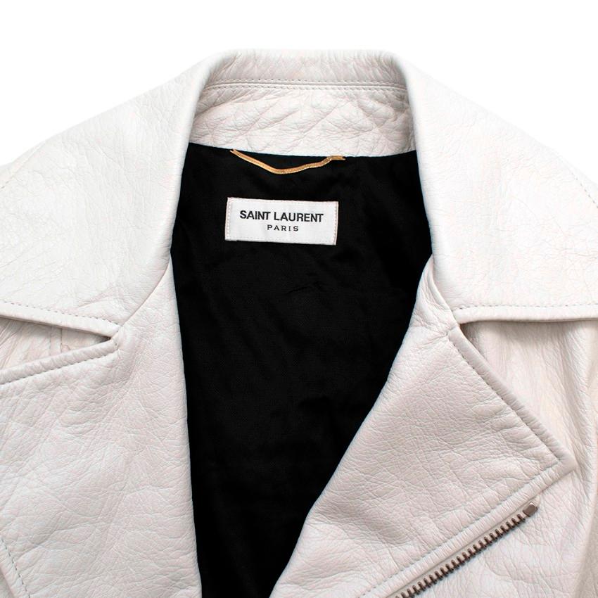 Saint Laurent Soft Lambskin Off-White Biker Jacket - Size US 6 In Excellent Condition In London, GB