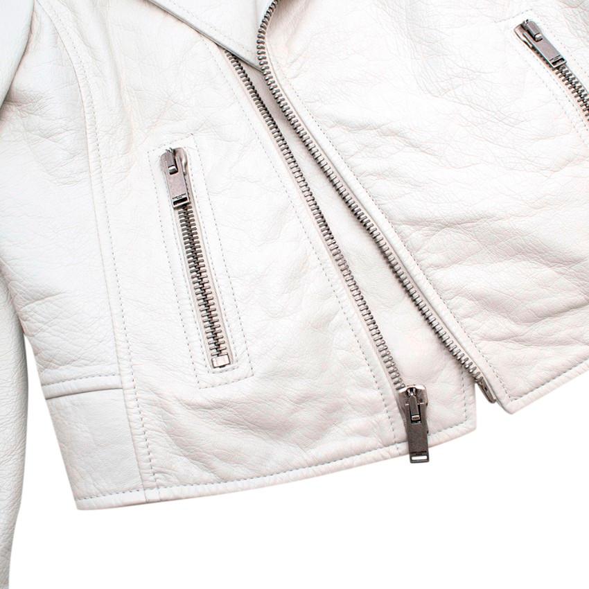 Women's Saint Laurent Soft Lambskin Off-White Biker Jacket - Size US 6