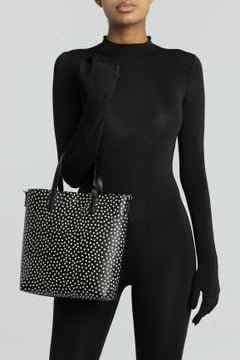 Saint Laurent Soft Leather Black Polka Dot Toy Shopping Bag