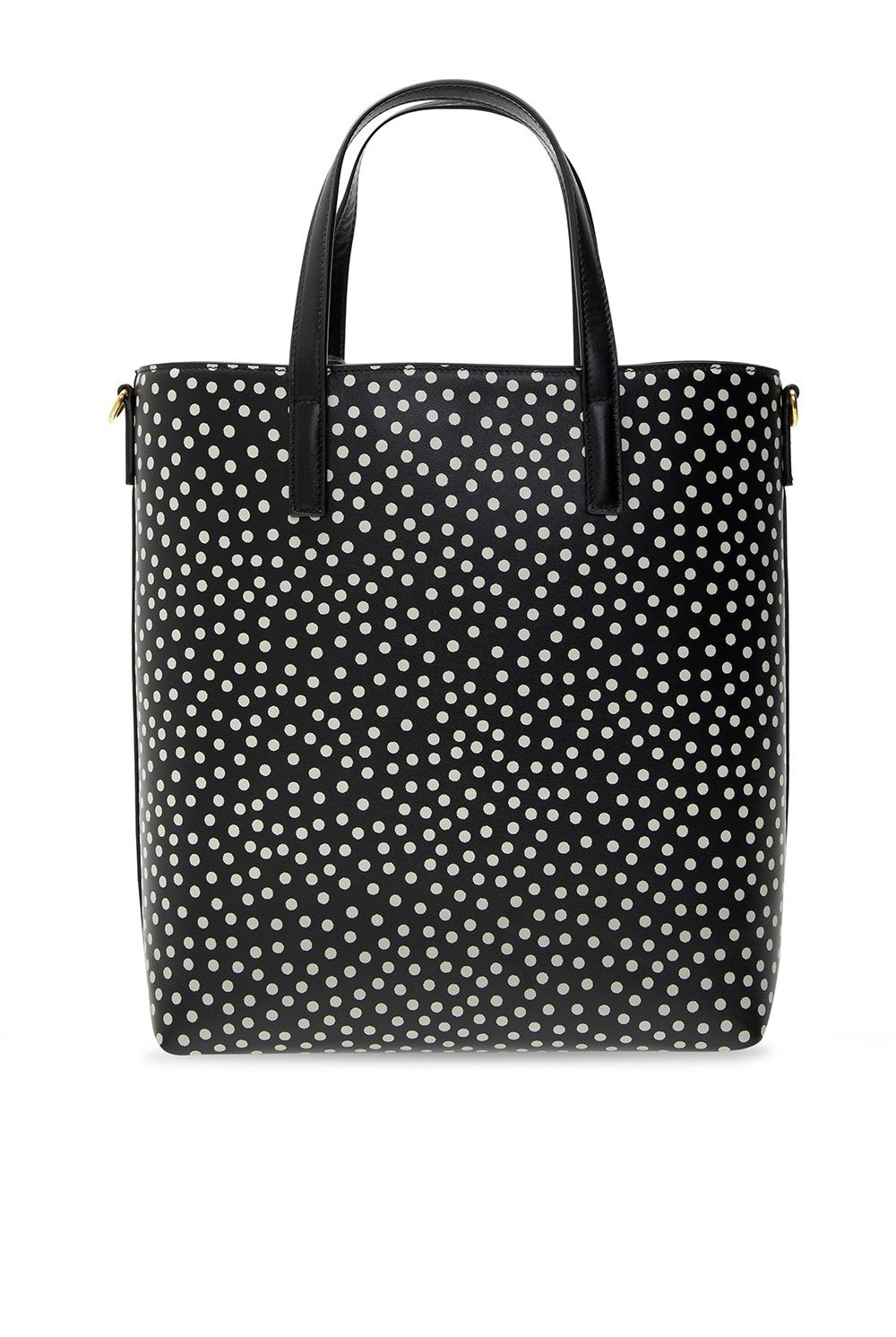 Saint Laurent Soft Leather Black Polka Dot Toy Shopping Bag For Sale 1