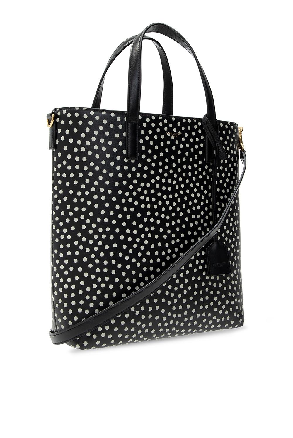 Saint Laurent Soft Leather Black Polka Dot Toy Shopping Bag For Sale 2