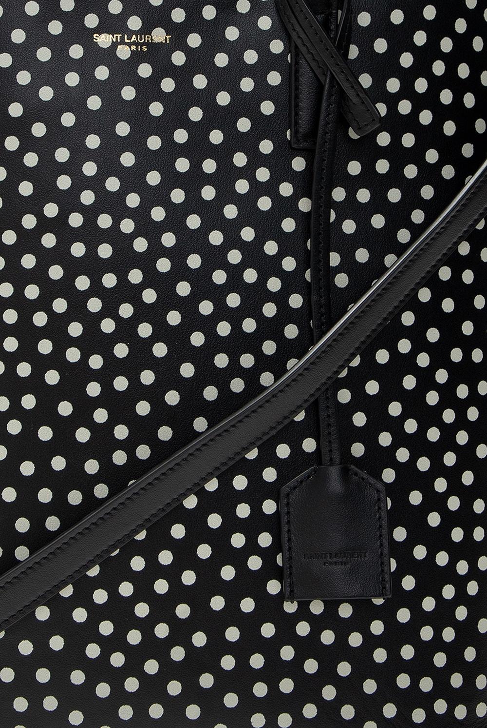 Saint Laurent Soft Leather Black Polka Dot Toy Shopping Bag For Sale 4
