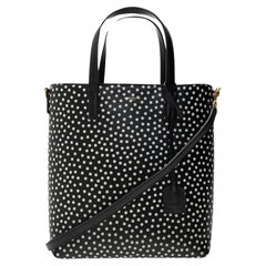 Saint Laurent Soft Leather Black Polka Dot Toy Shopping Bag