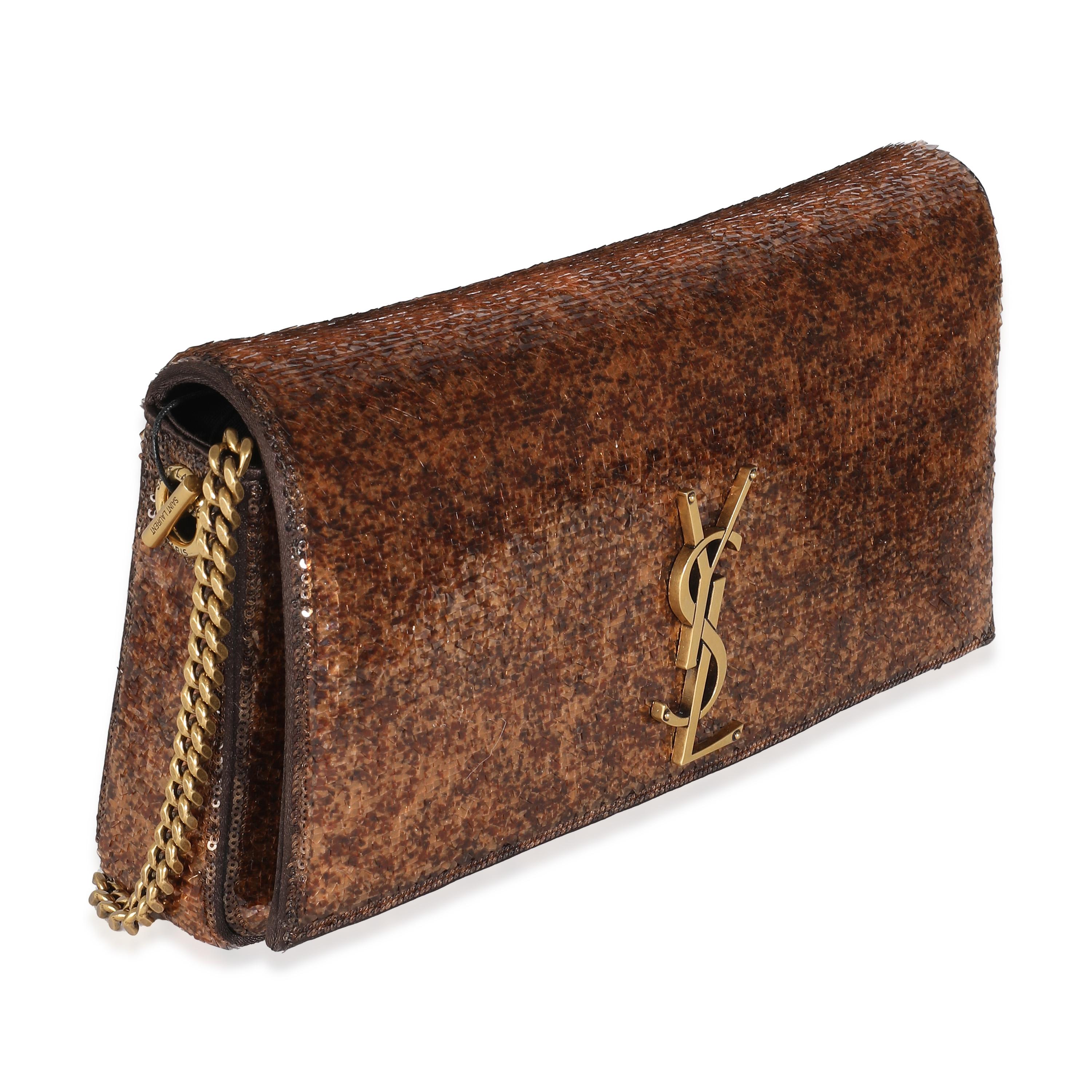 Brown Saint Laurent Spicy Chocolate Sequin Medium Kate 99 Bag For Sale