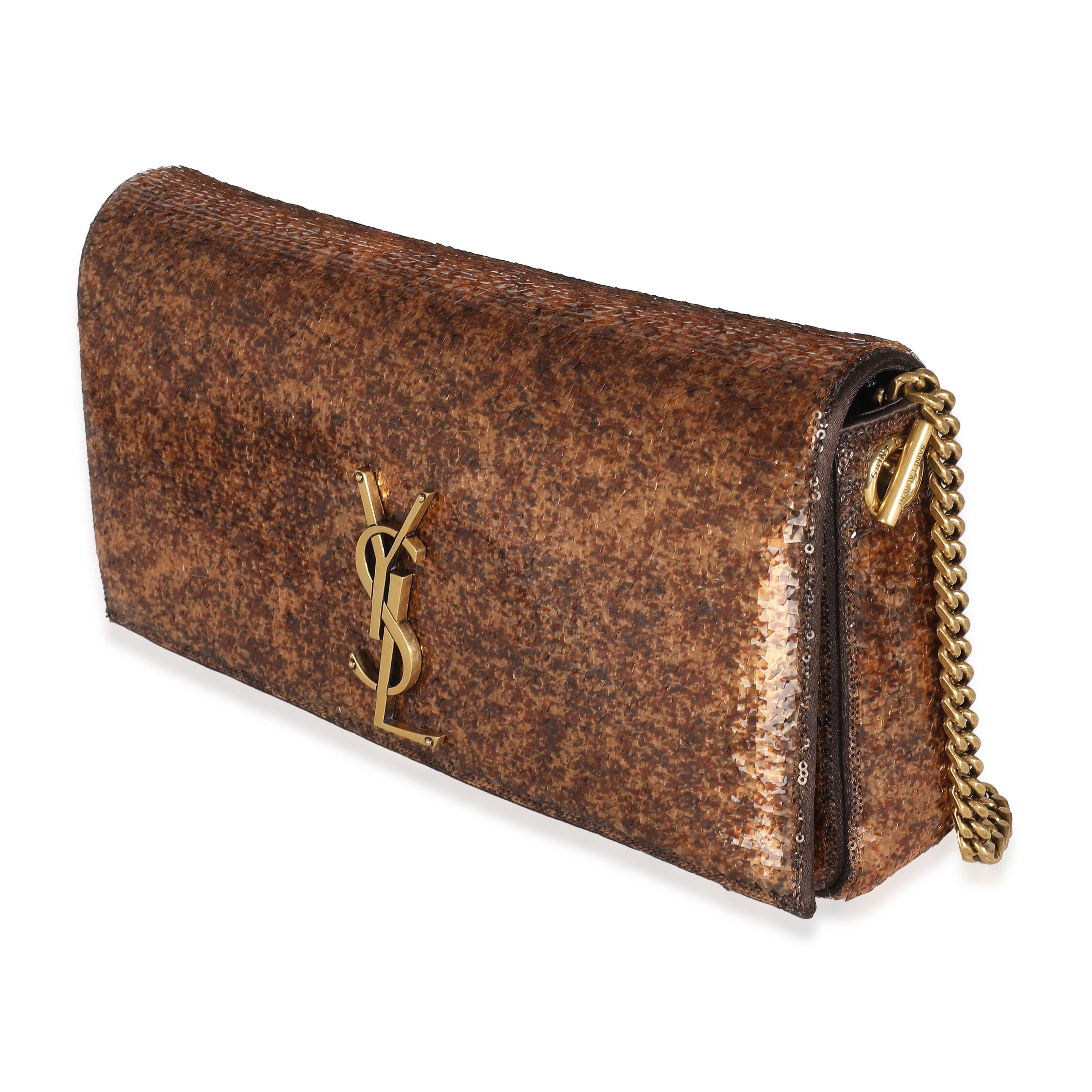 Saint Laurent Spicy Chocolate Sequin Medium Kate 99 Bag In Excellent Condition For Sale In New York, NY
