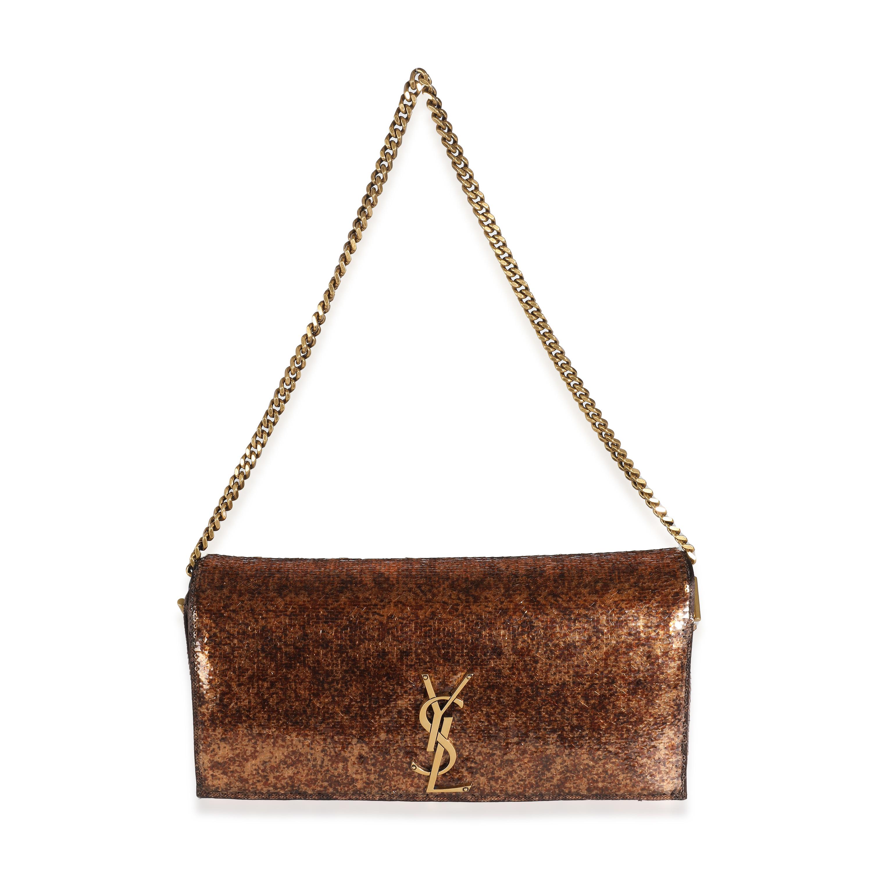 Saint Laurent Spicy Chocolate Sequin Medium Kate 99 Bag For Sale 1