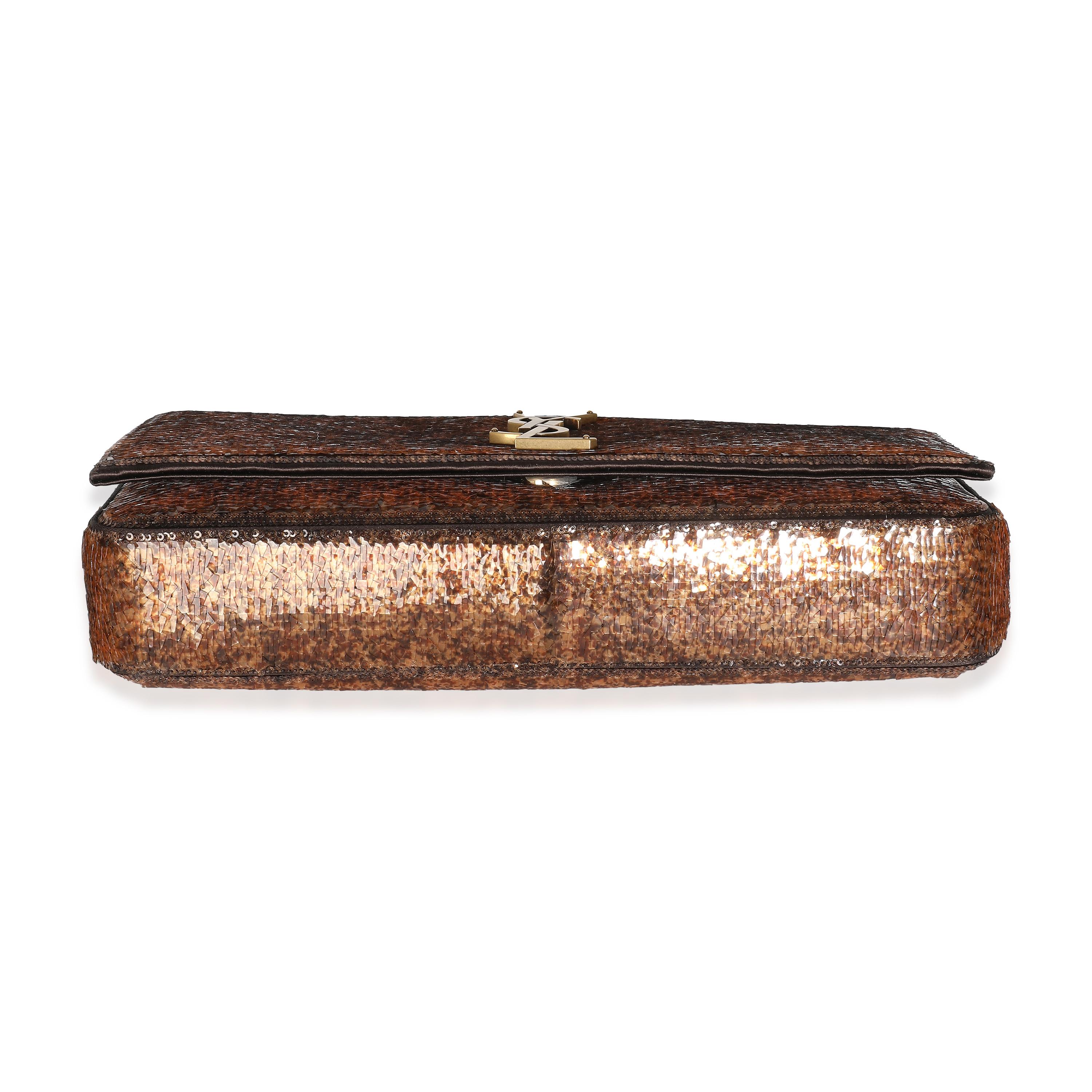 Saint Laurent Spicy Chocolate Sequin Medium Kate 99 Bag For Sale 3