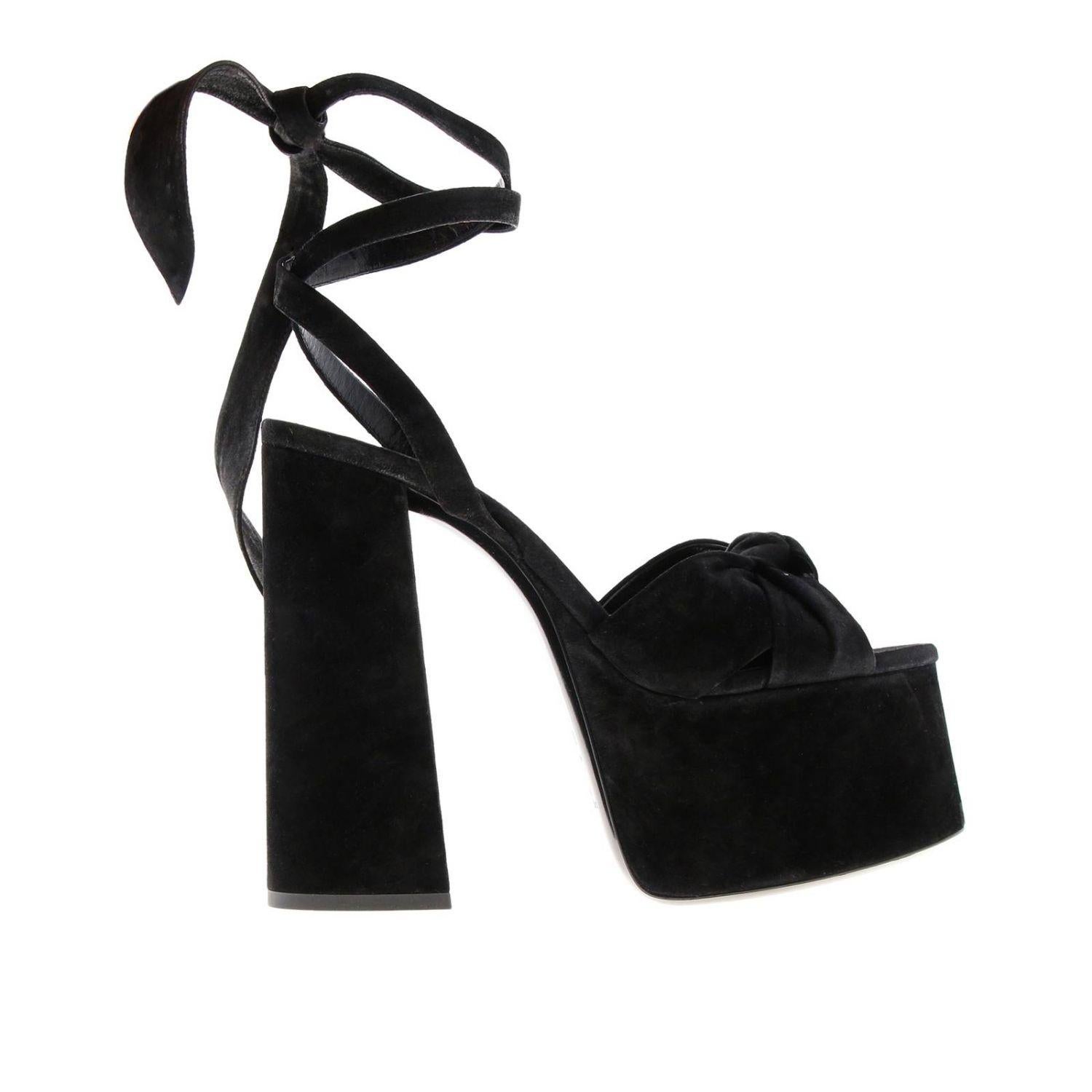 paige studded suede platform sandals in black