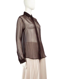 Saint Laurent Square Polka Dot Sheer Blouse Size S