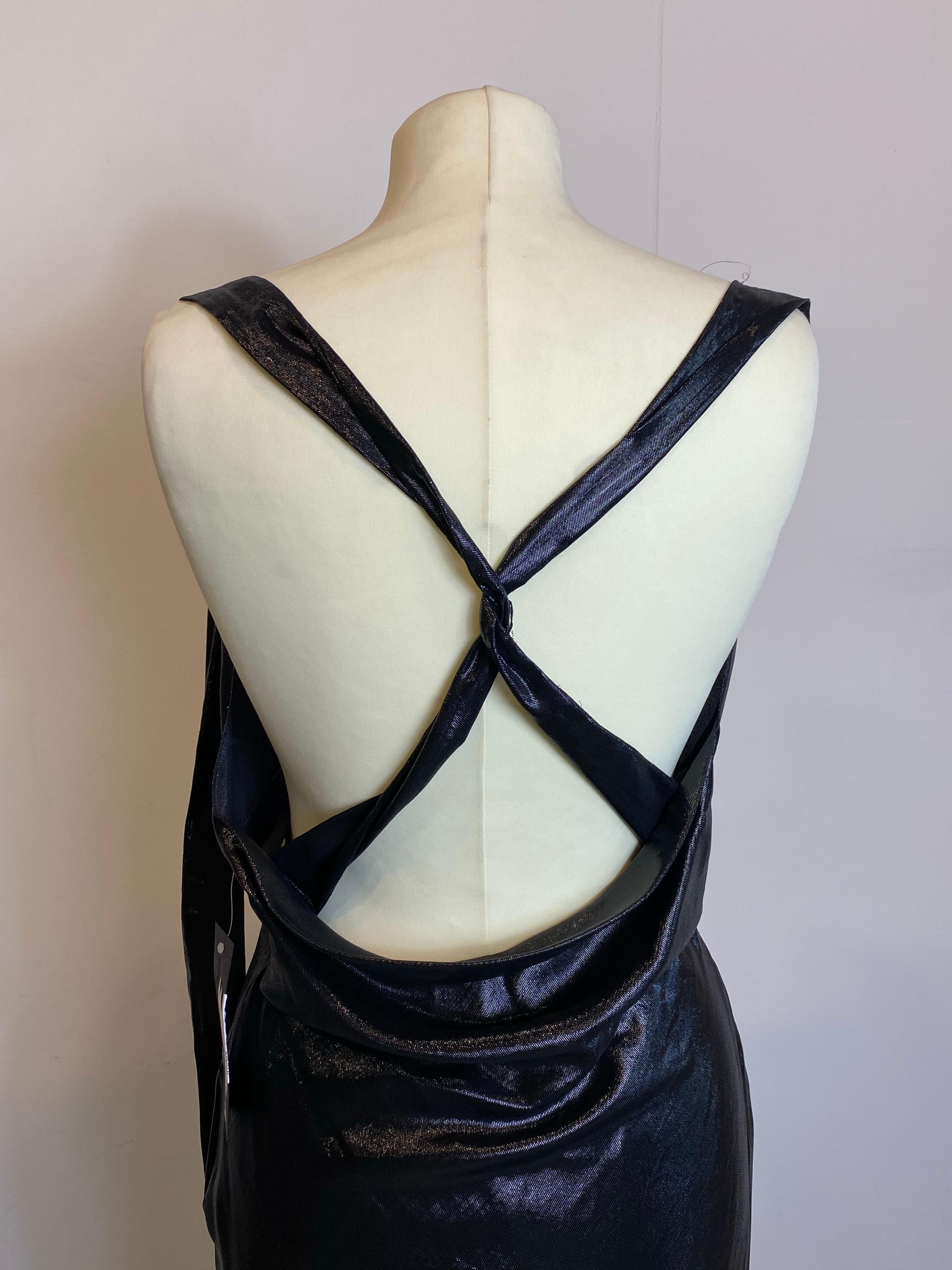 Femenino o masculino Saint Laurent SS 2016 lamè mini Vestido negro en venta