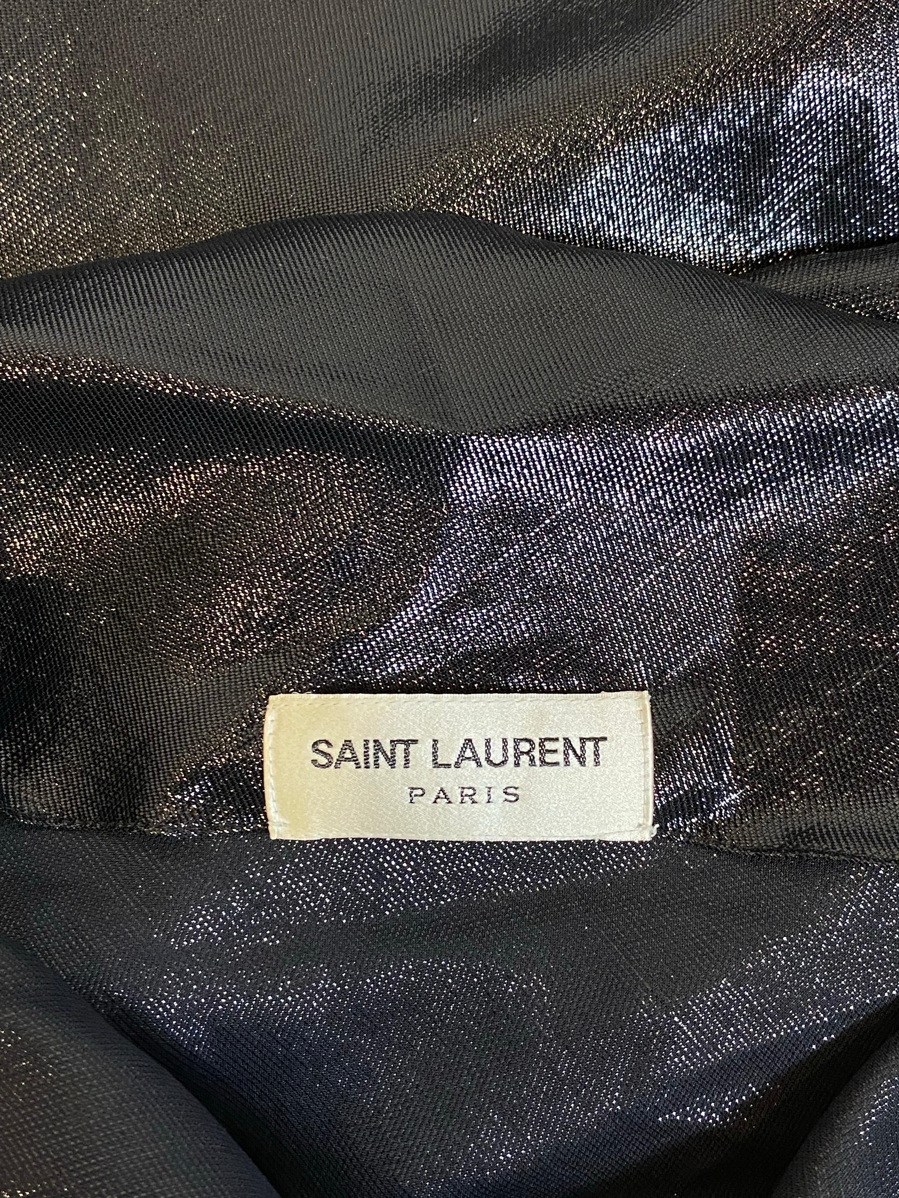 Saint Laurent SS 2016 lamè mini Black Dress 5