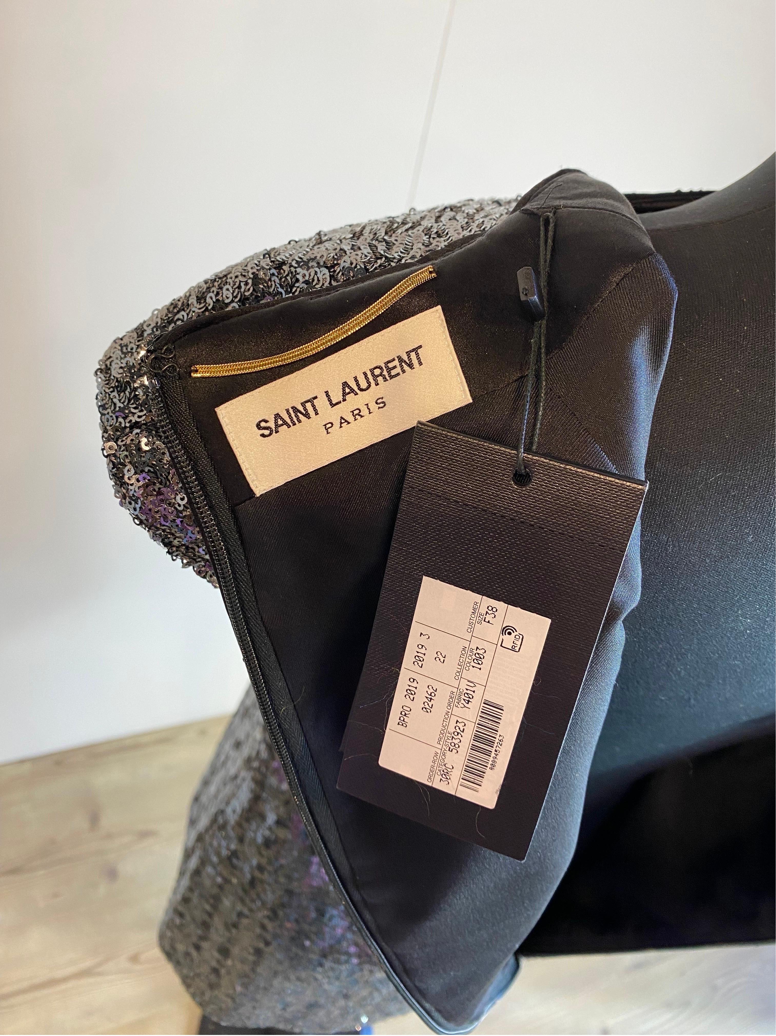 Saint Laurent SS 2019 RTW Sequins mini Dress For Sale 4