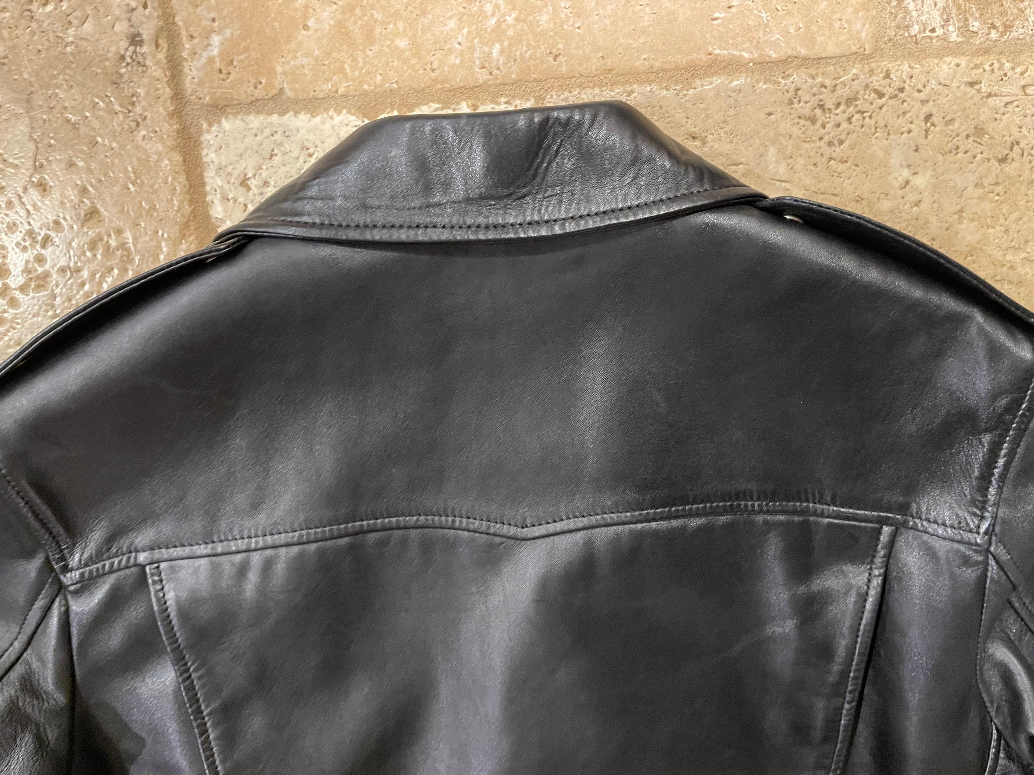 Saint Laurent SS16 L01 Lamb Leather Biker Jacket - Hedi Era size 52 For Sale 8
